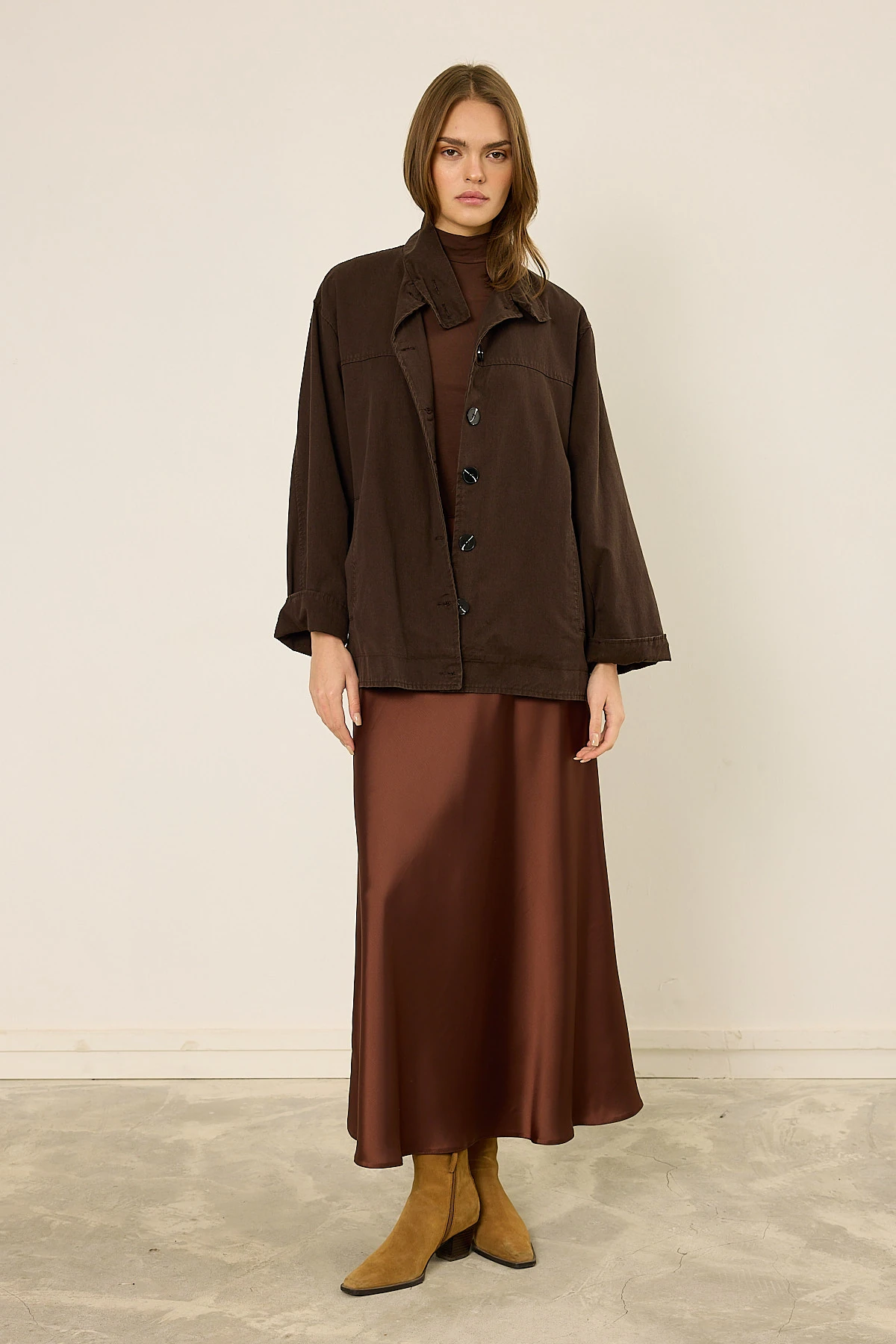  Gabardin Ceket  - Acı Kahve