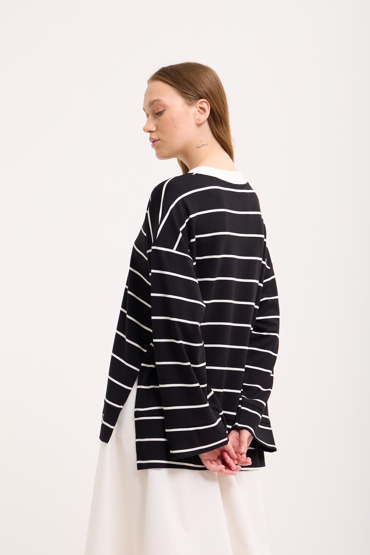 Logolu Çizgili Sweatshirt 
