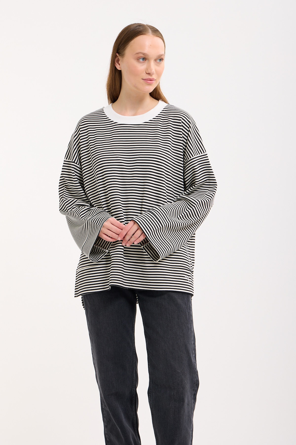 Logolu Çizgili Sweatshirt  - Mina