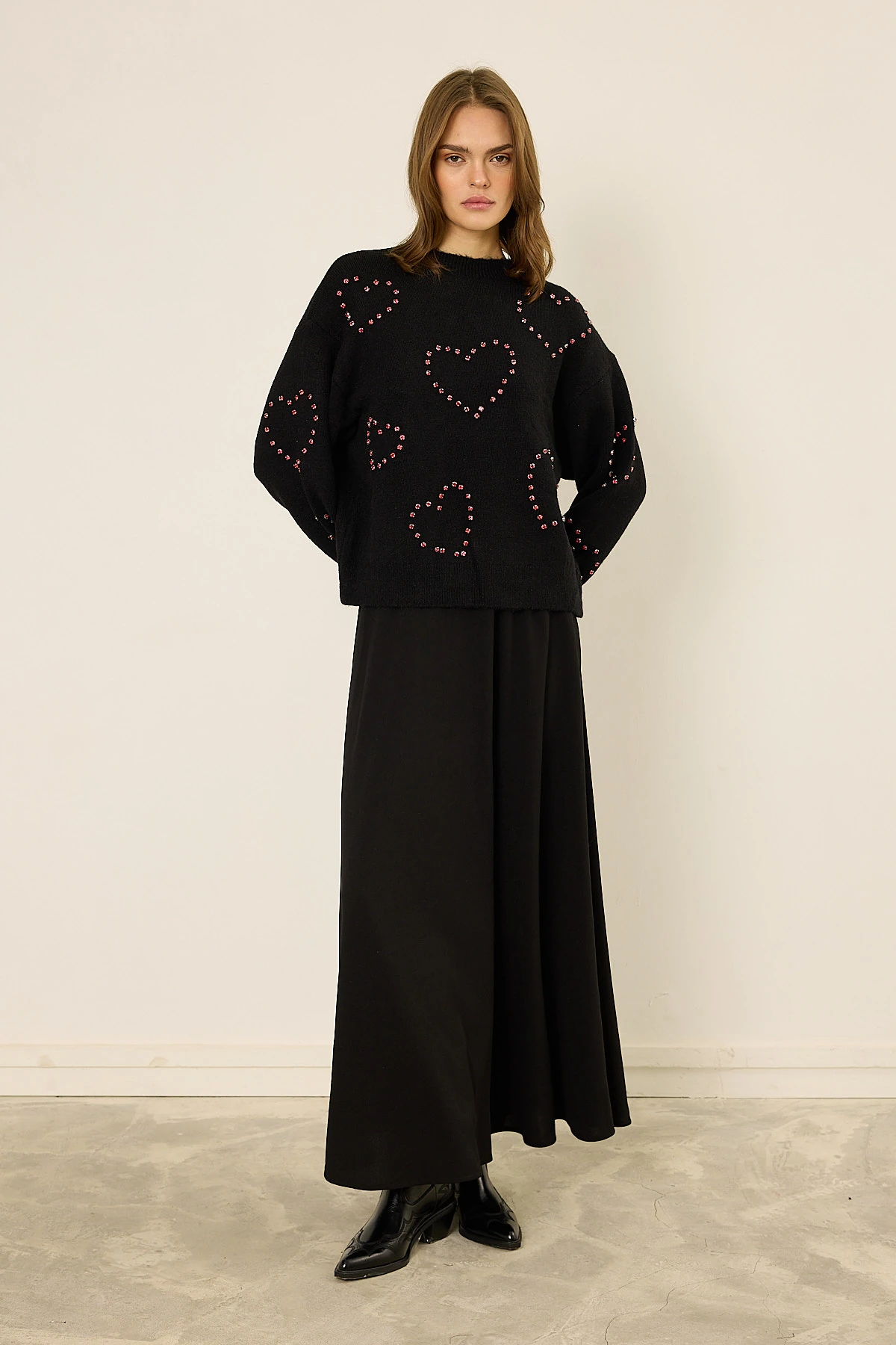 Kloş Etek Uzun  - Siyah