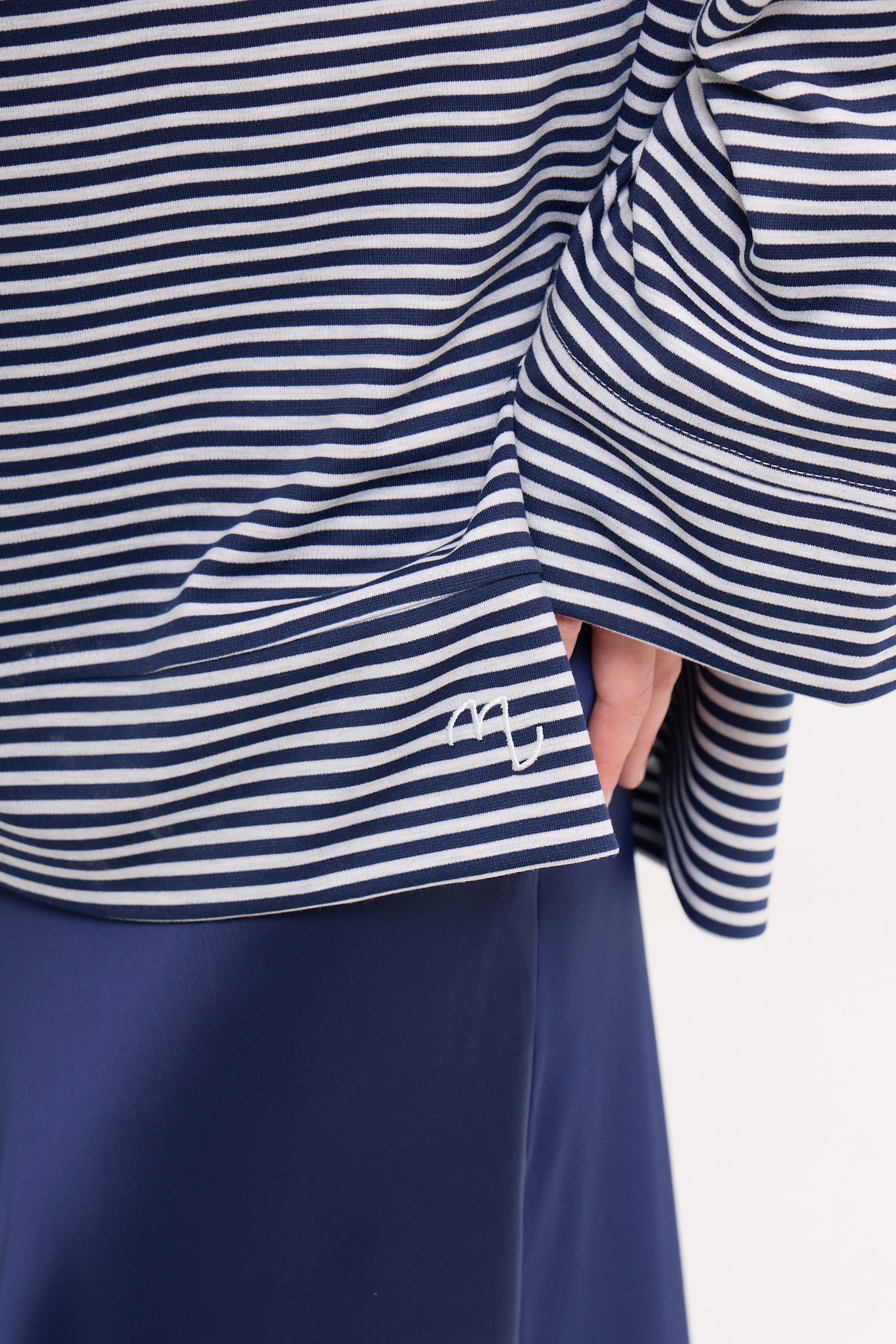 Logolu Çizgili Sweatshirt  - Grey
