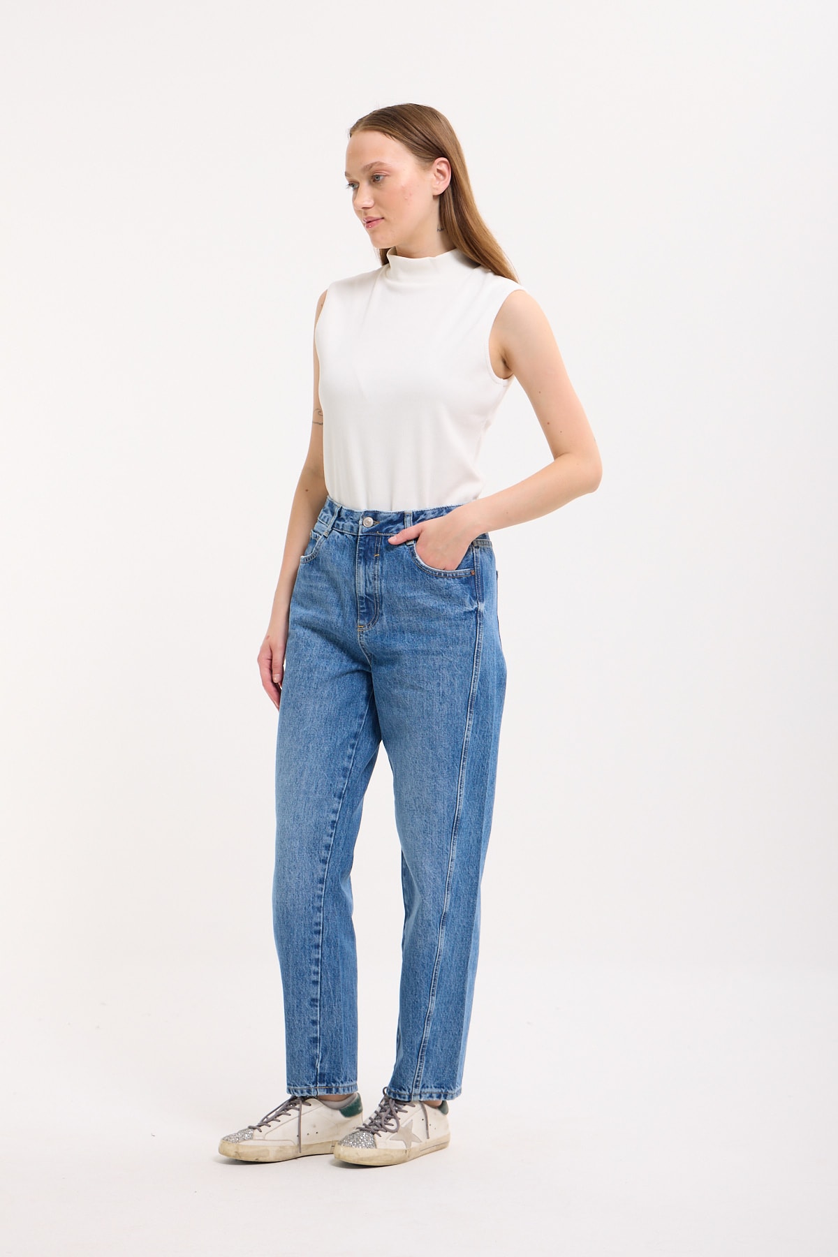 Slouchy Pantolon - Koyu Mavi