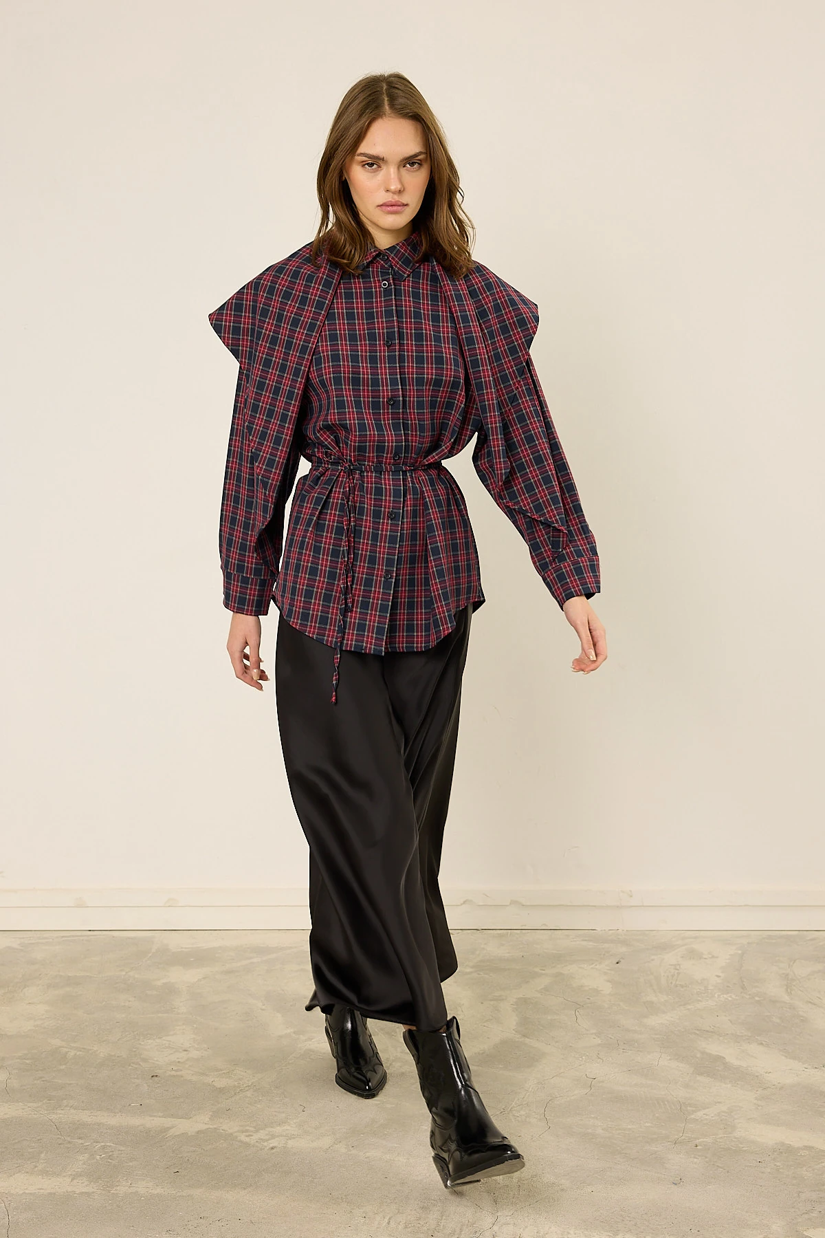 Fularlı Ekose Gömlek