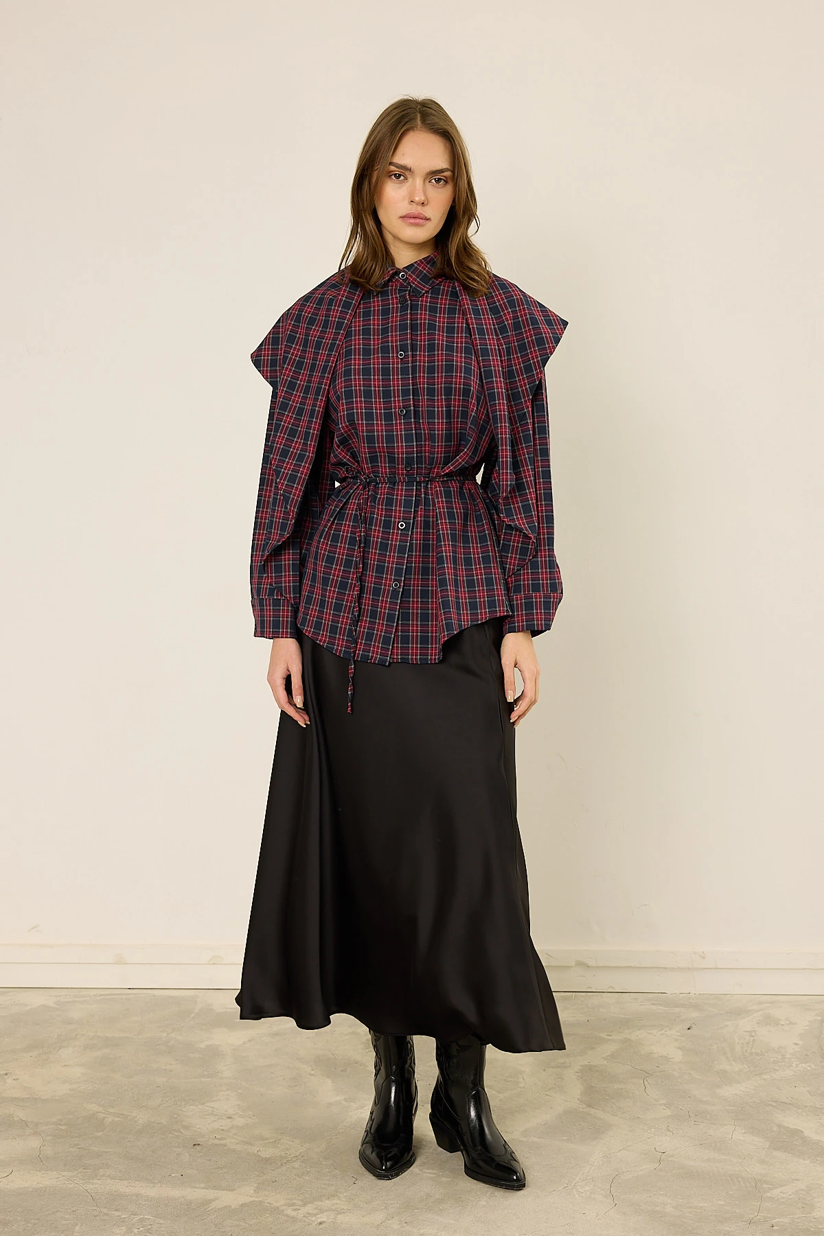 Fularlı Ekose Gömlek