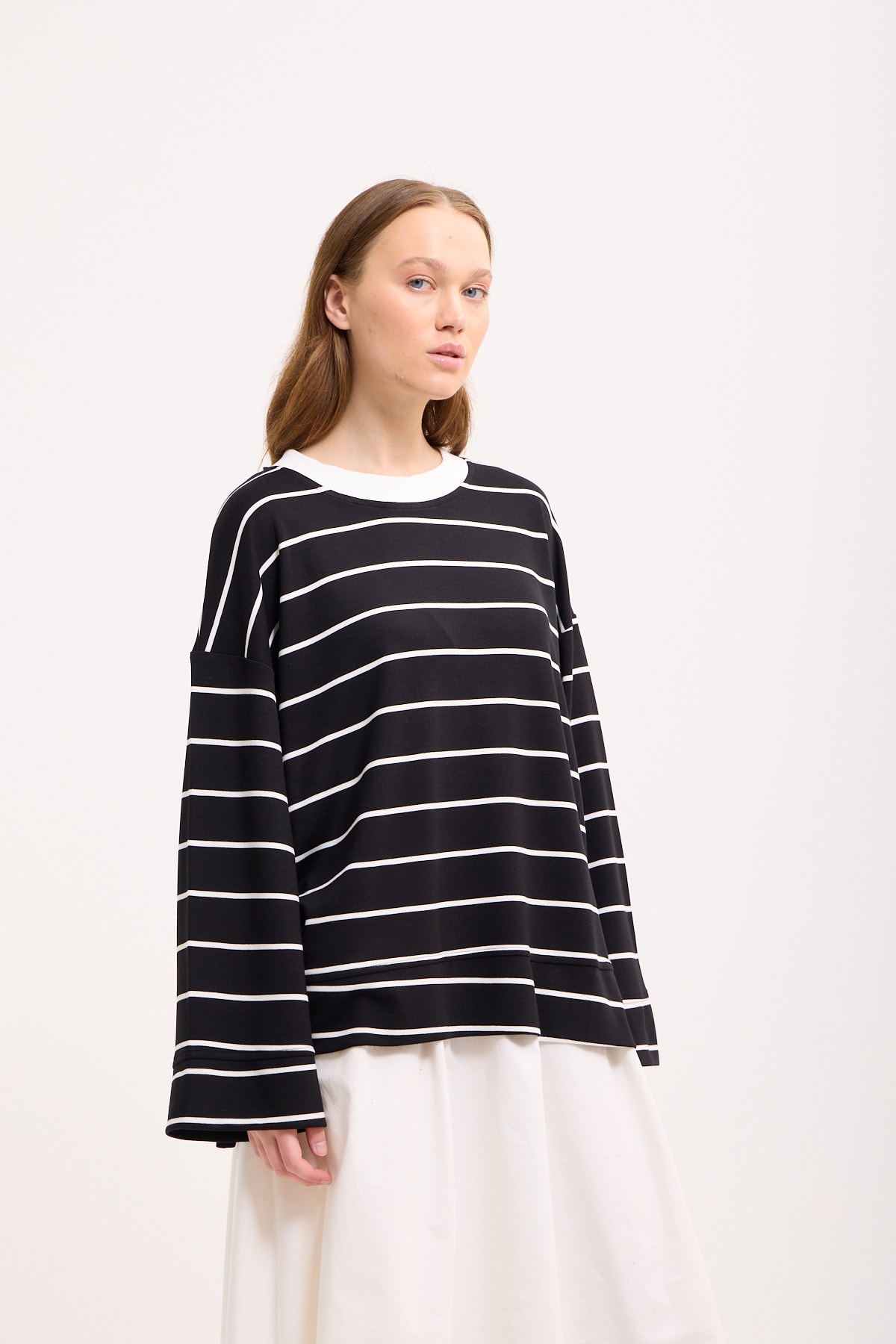 Logolu Çizgili Sweatshirt 