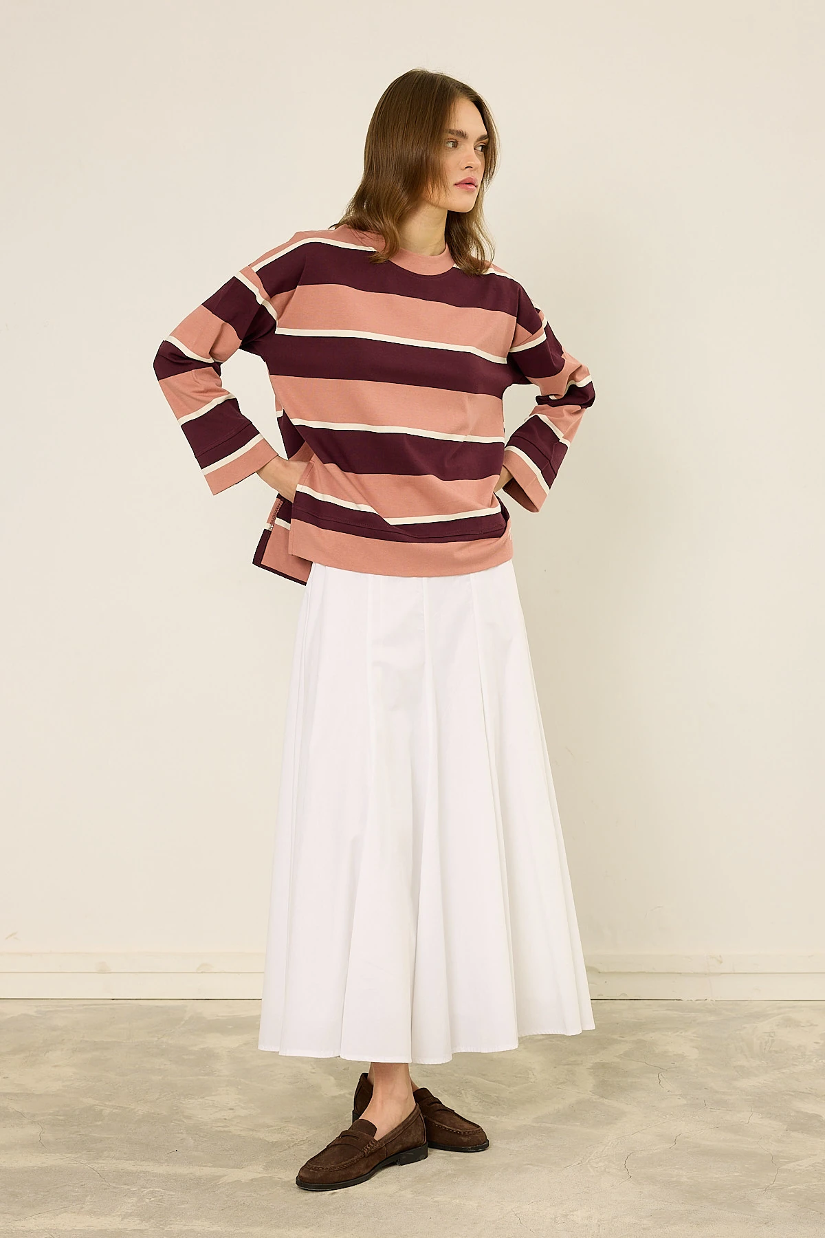 Logolu Çizgili Sweatshirt 