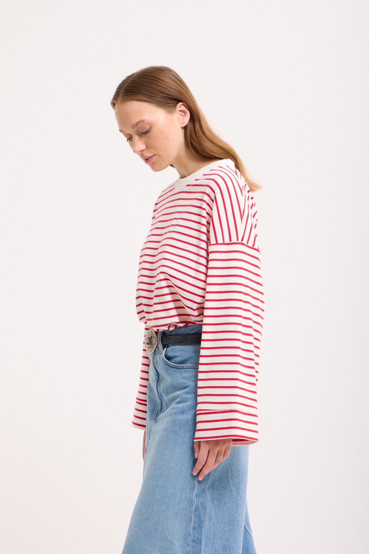Logolu Çizgili Sweatshirt  - Candy