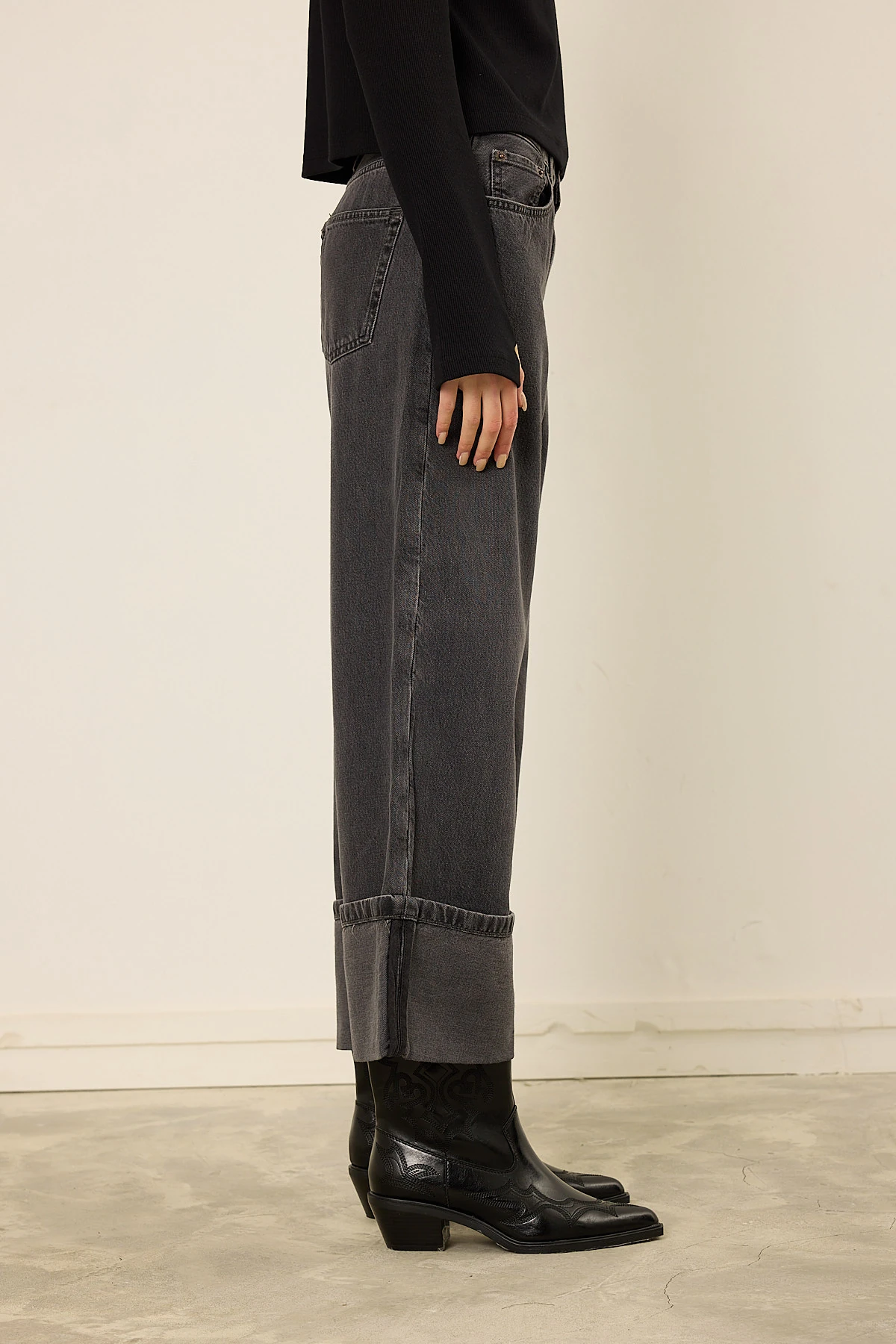 Paçası Katlı Pantolon Antrasit 