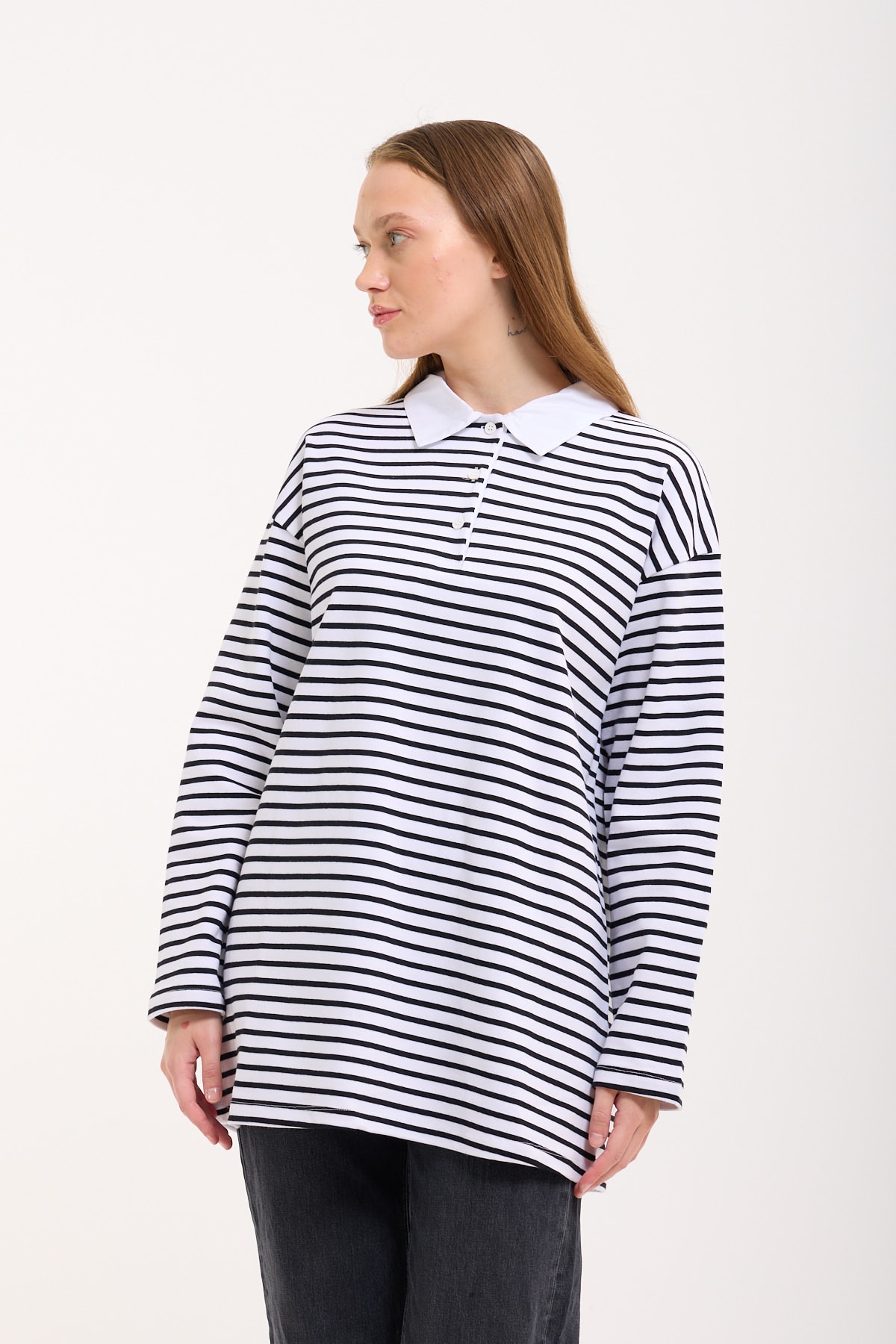 Polo Yaka Sweatshirt - Jasmin