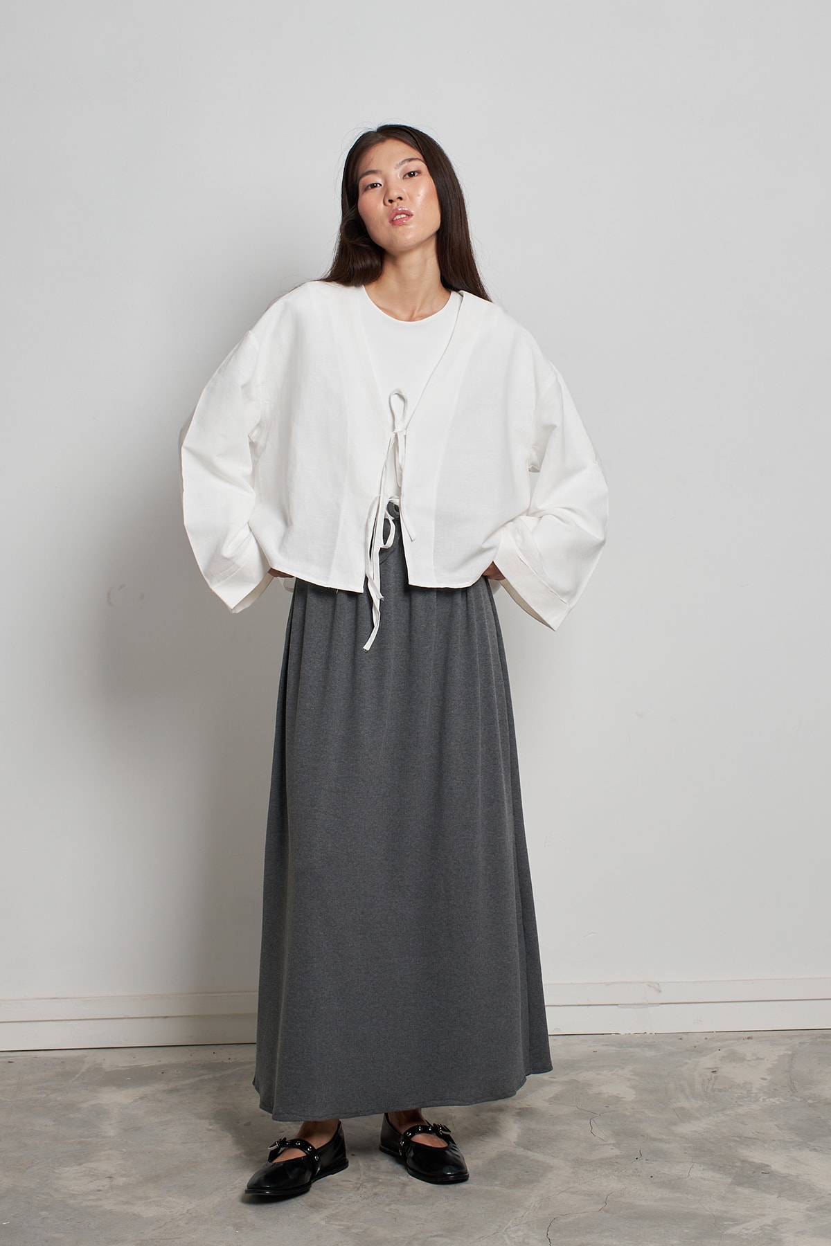 Bağcıklı Kimono - Beyaz