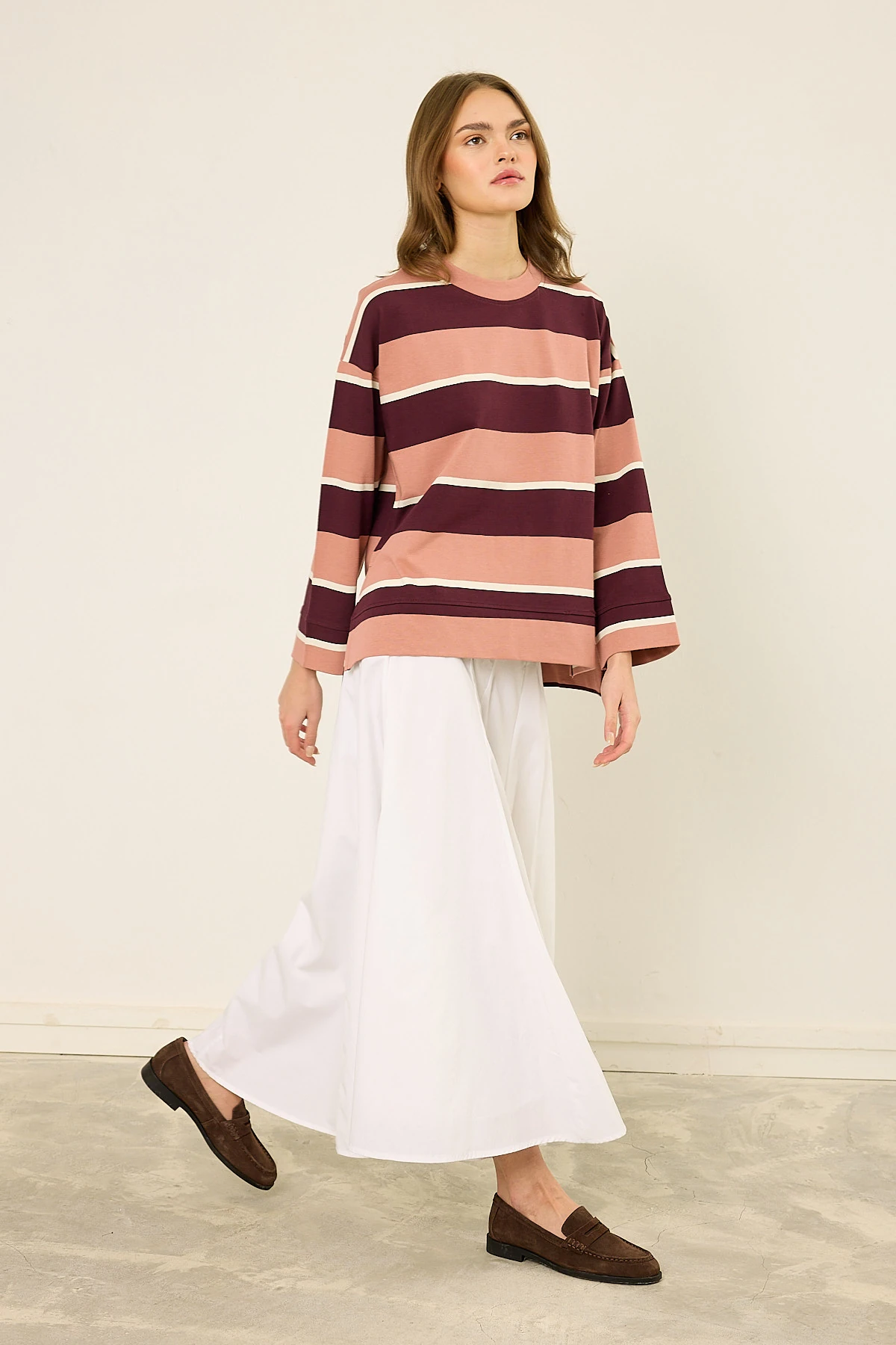 Logolu Çizgili Sweatshirt 