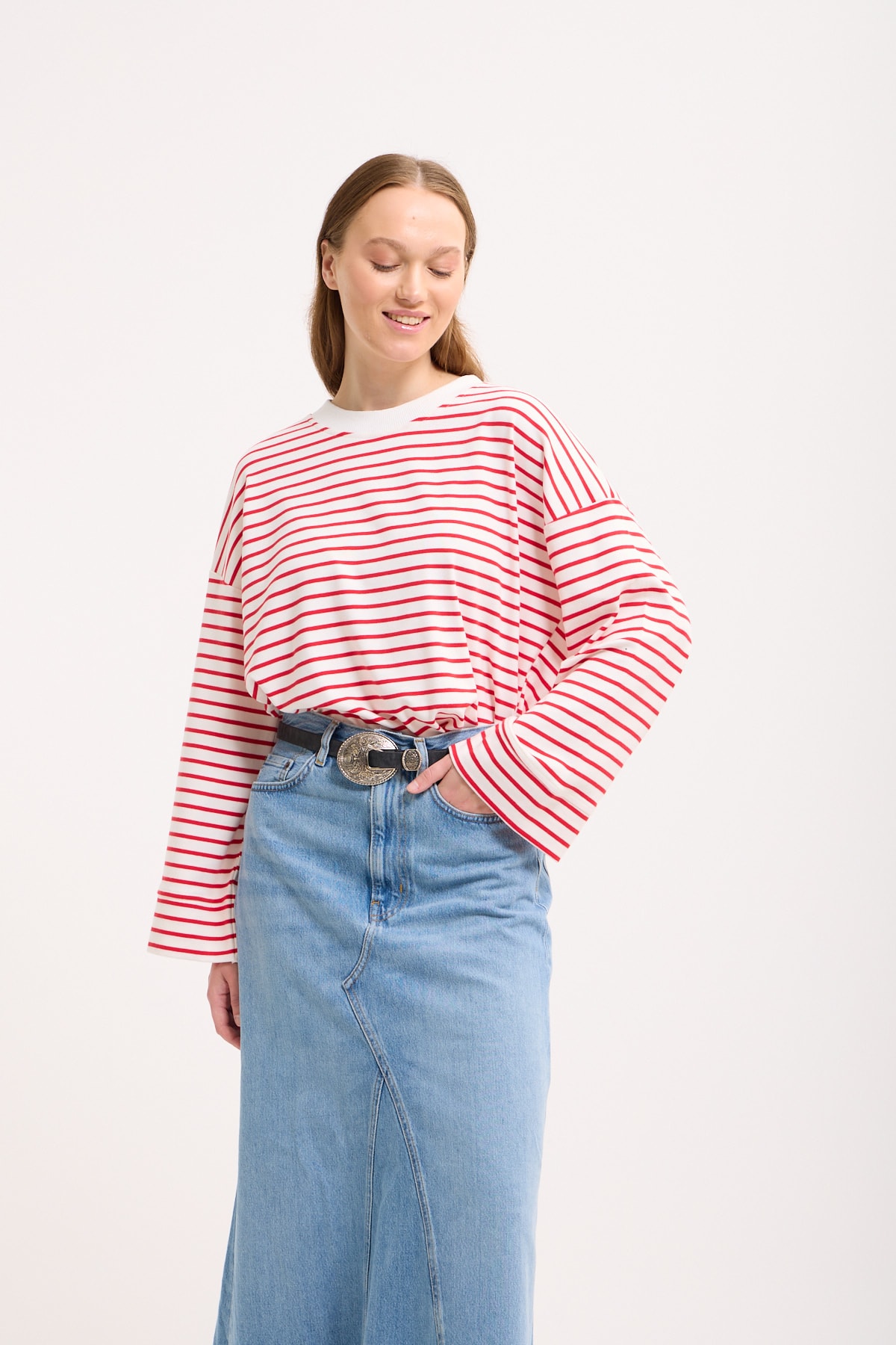 Logolu Çizgili Sweatshirt  - Candy