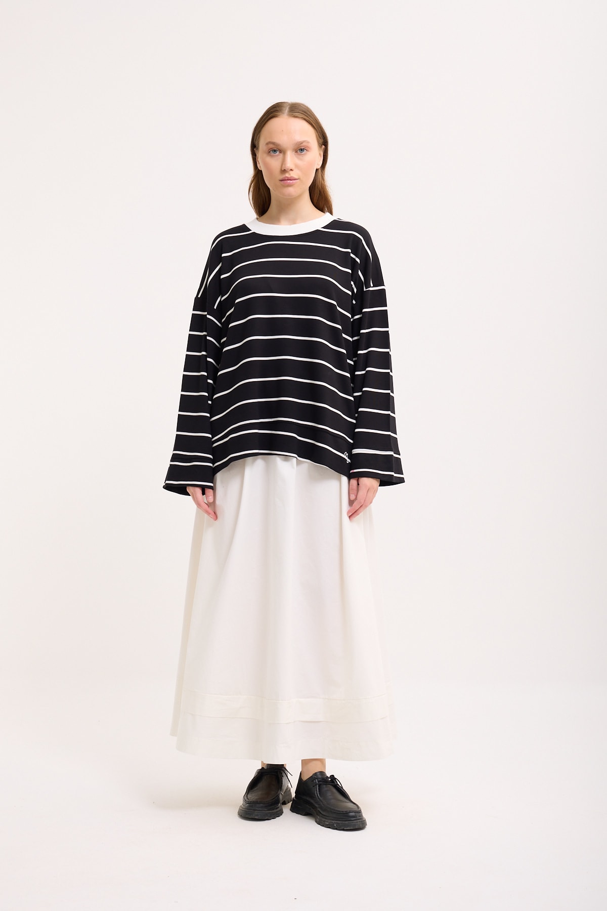 Logolu Çizgili Sweatshirt 