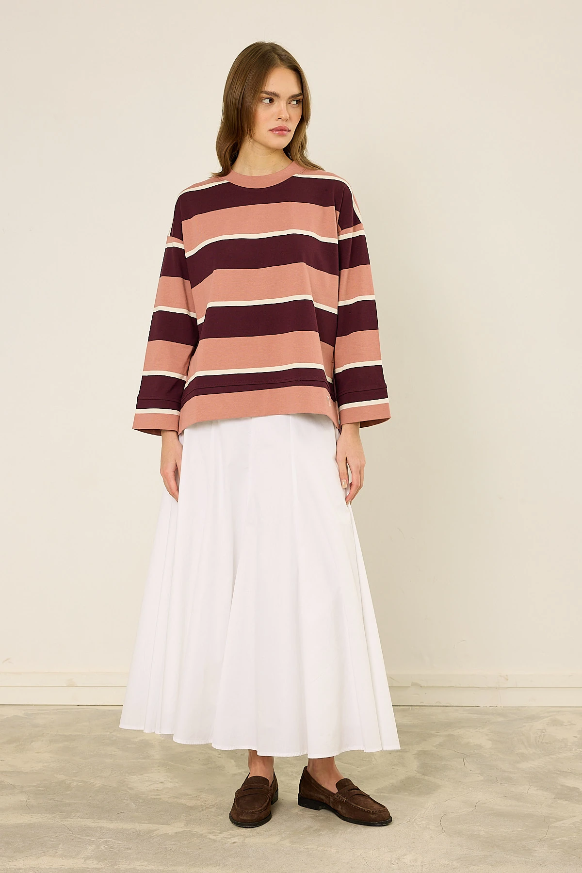 Logolu Çizgili Sweatshirt 