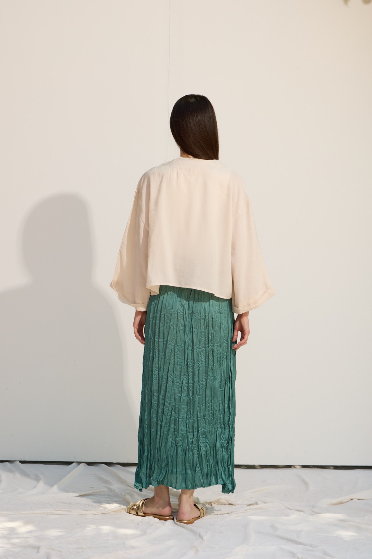 Bağcıklı Kimono - Bej