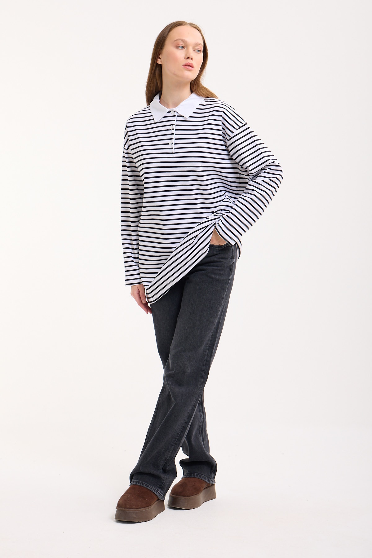 Polo Yaka Sweatshirt - Jasmin