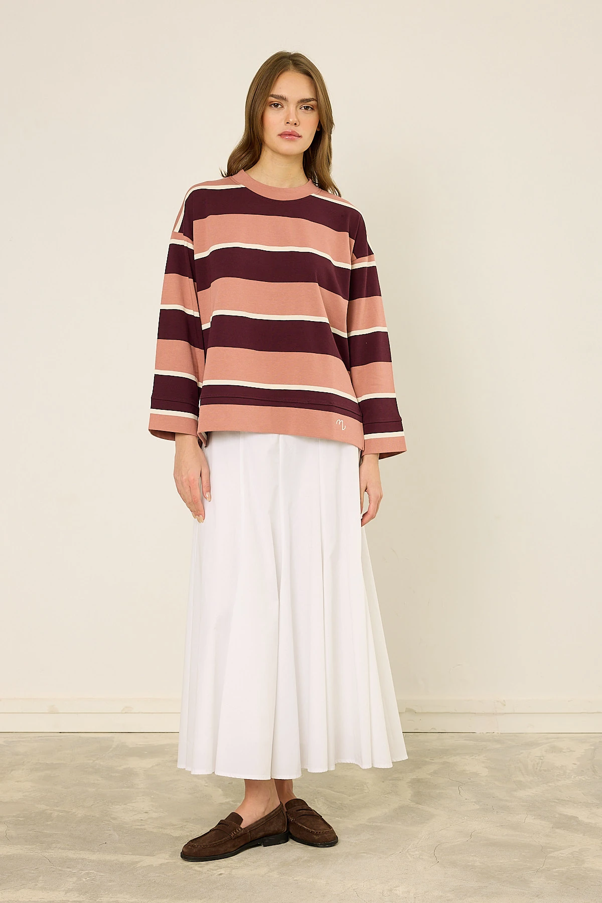 Logolu Çizgili Sweatshirt 