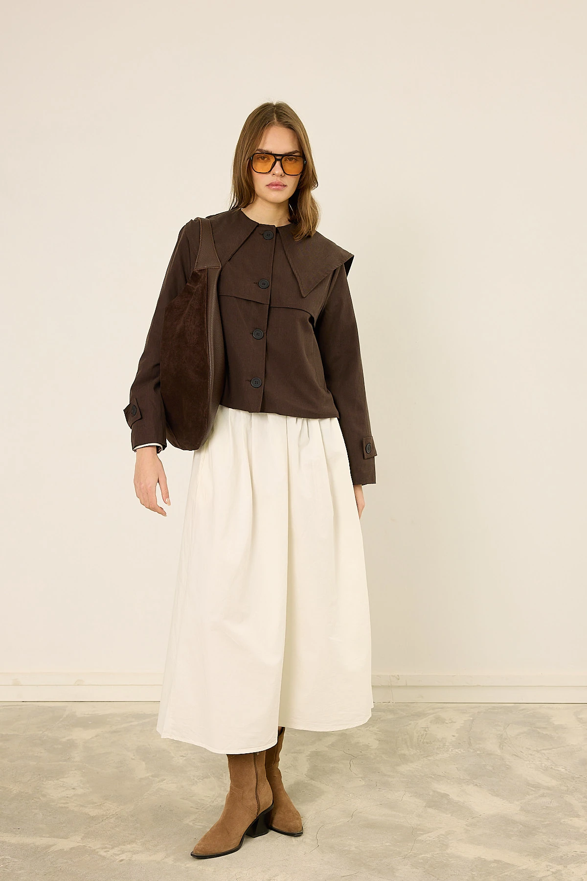 Geniş Yaka Trençkot 