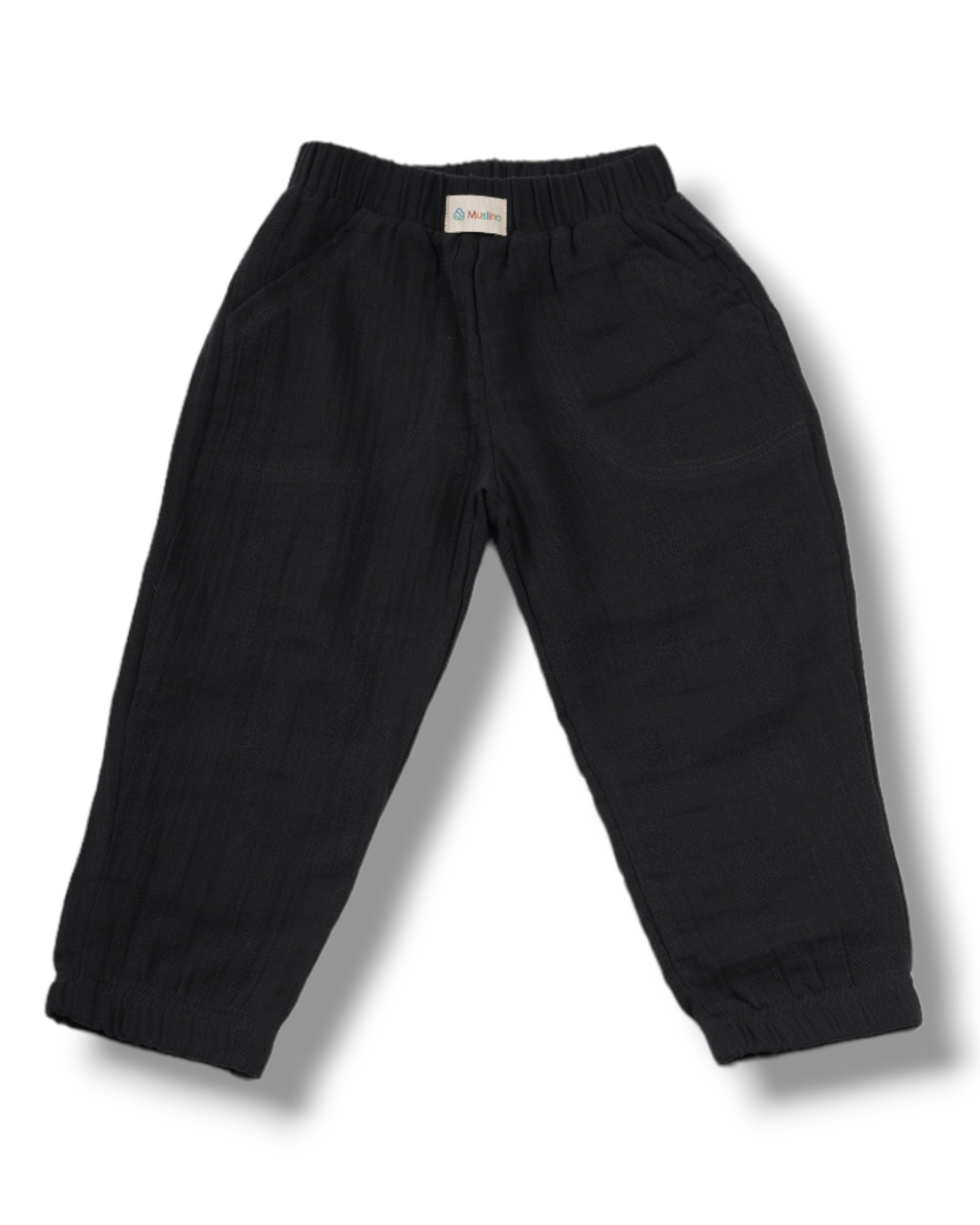 2 Kat Müslin %100 Organik Pamuk Çocuk Pantalon - Antrasit Siyah