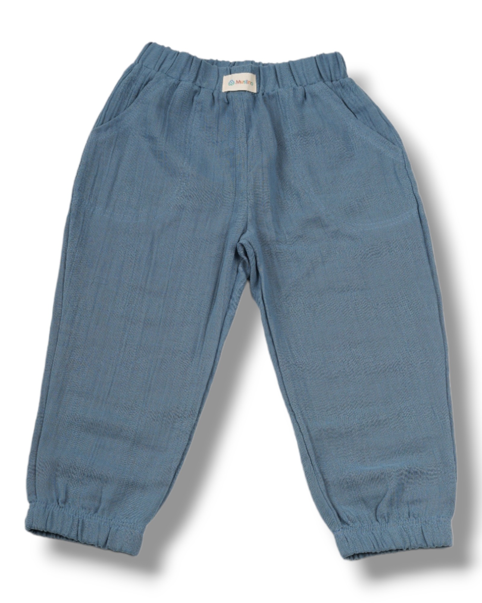 2 Kat Müslin %100 Organik Pamuk Çocuk Pantalon - Açık Mavi