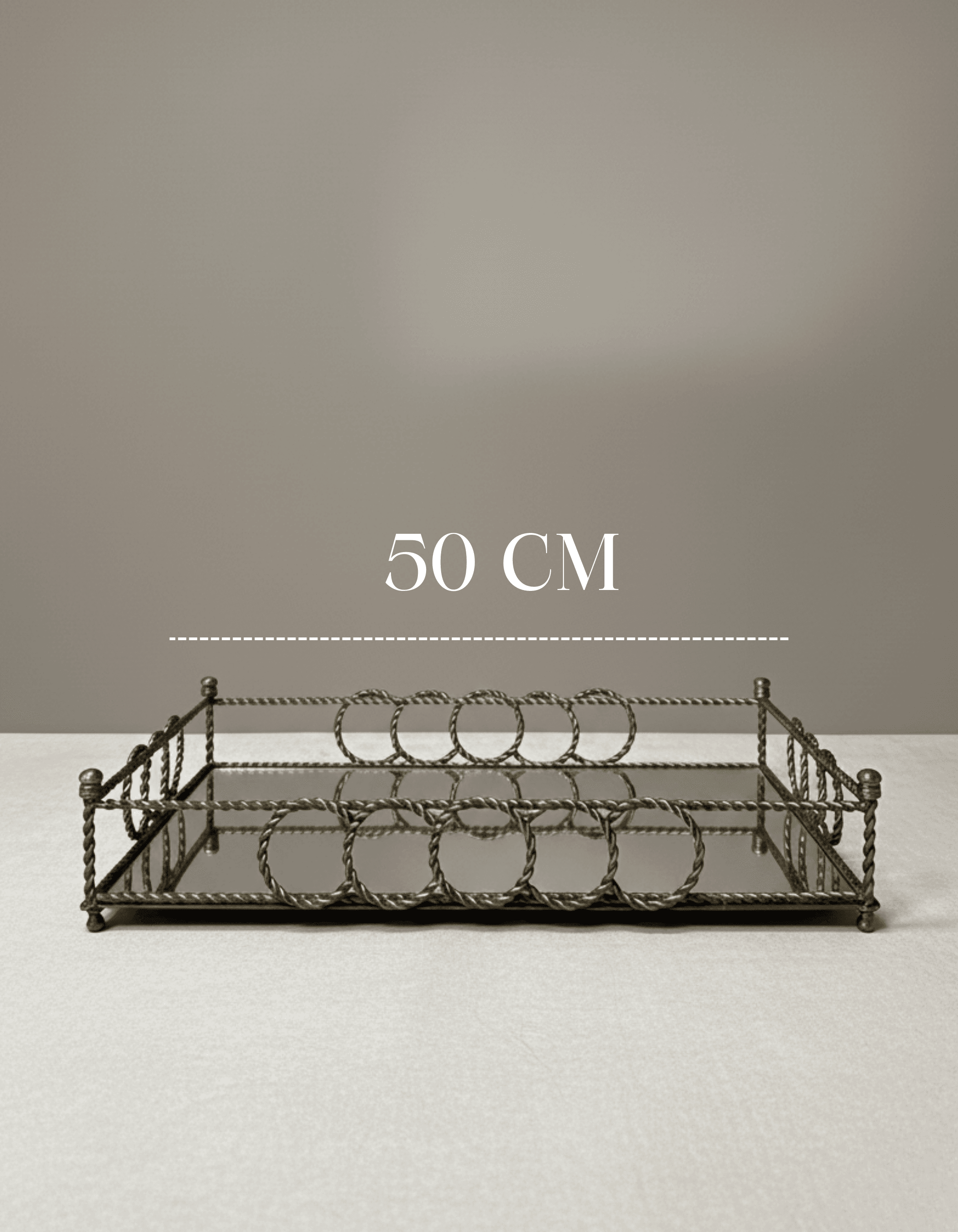 Eskitme Metal 50 CM Burgu Model Aynalı Tepsi