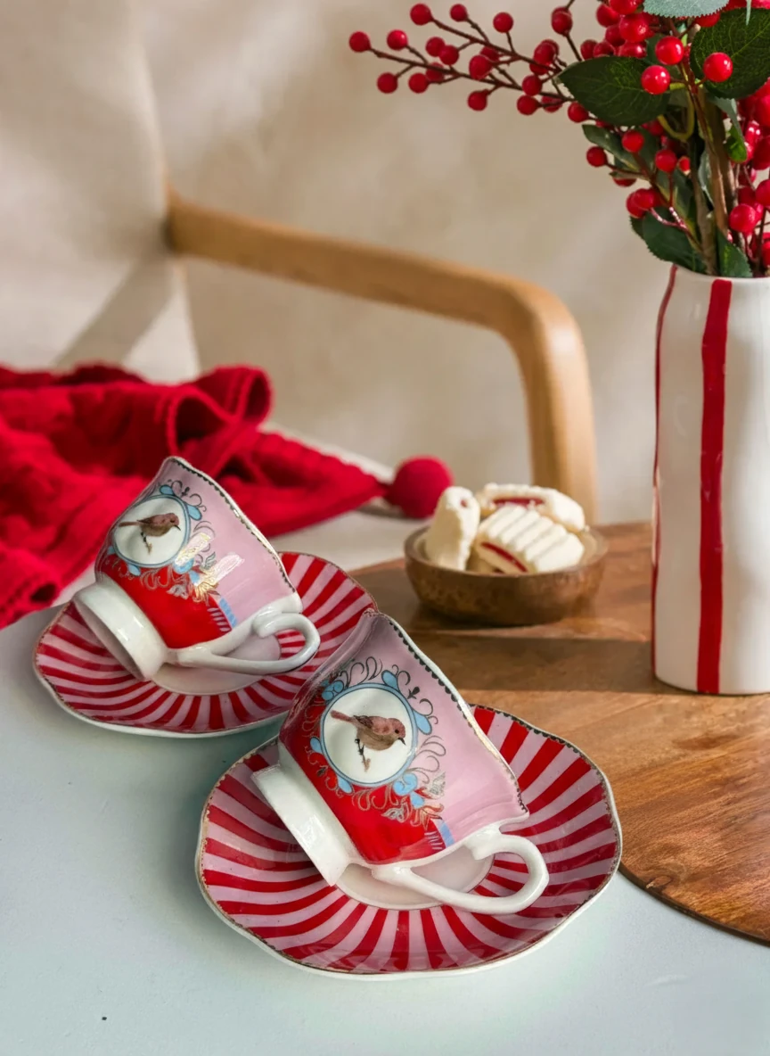 Pink Bird 6lı Kahve Fincan Takımı