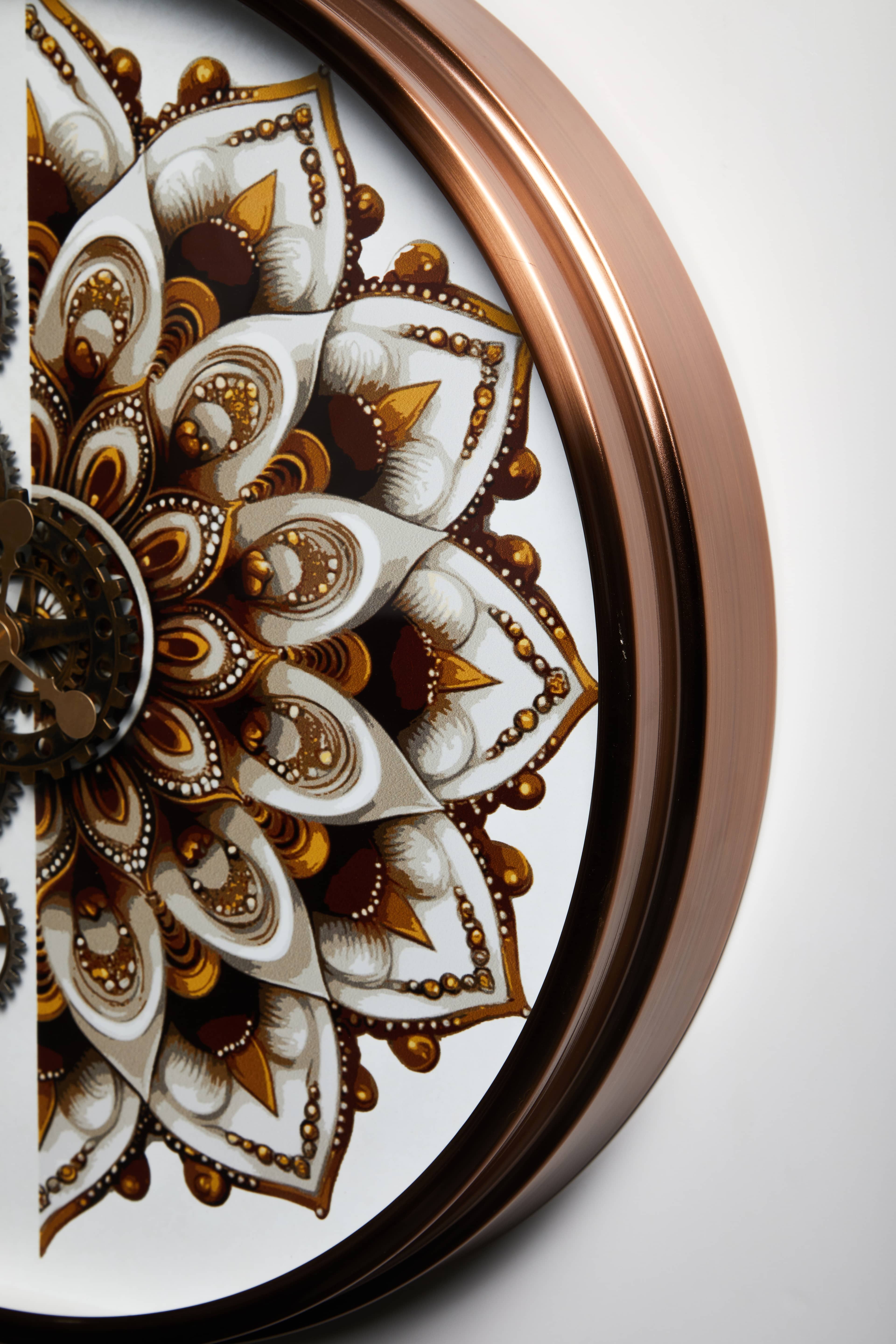 Mandala Bronze – Etnik Desenli Ledli Duvar Saati (60 cm)