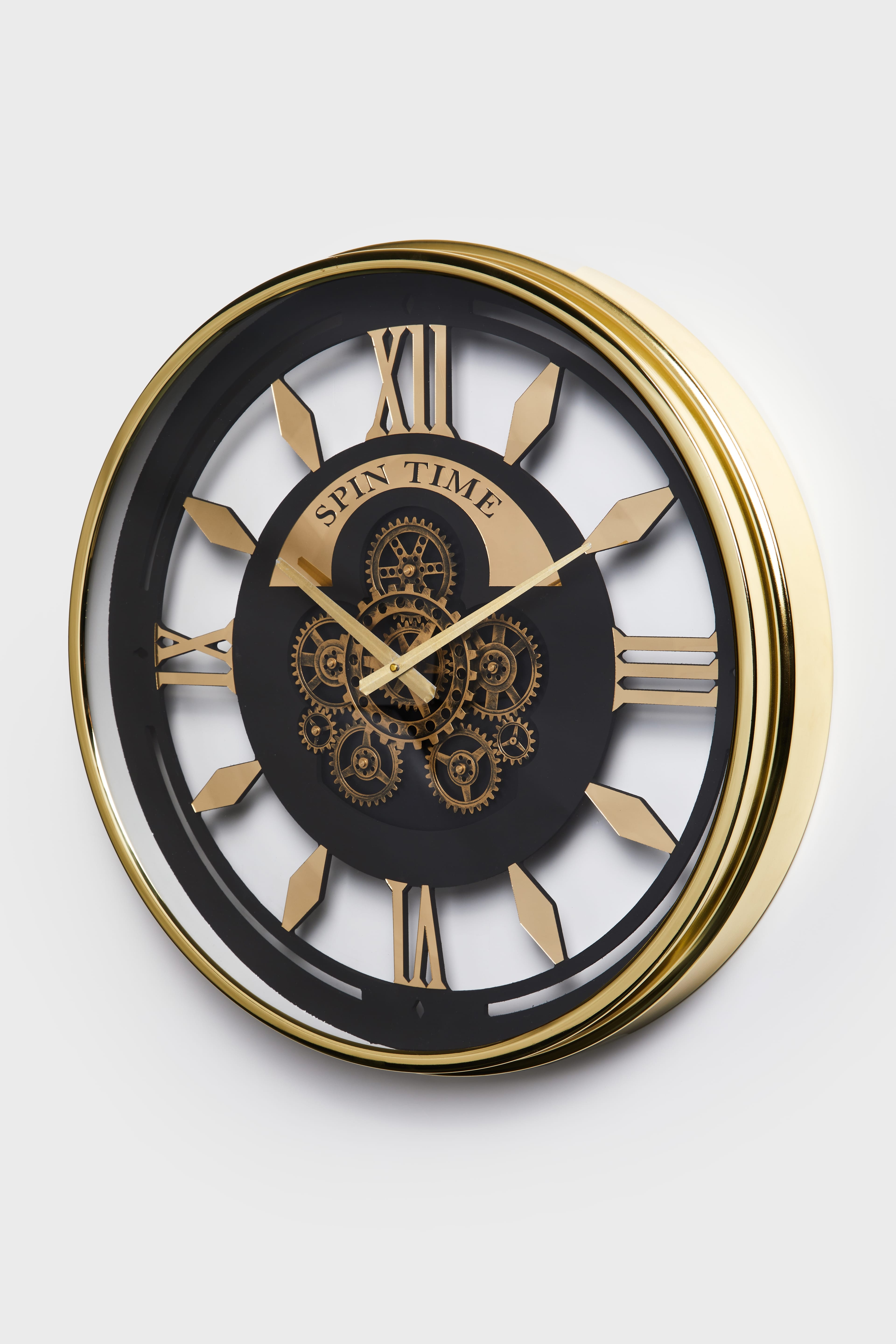 Golden Spin – 60 cm Gold Kaplama Çarklı Duvar Saati