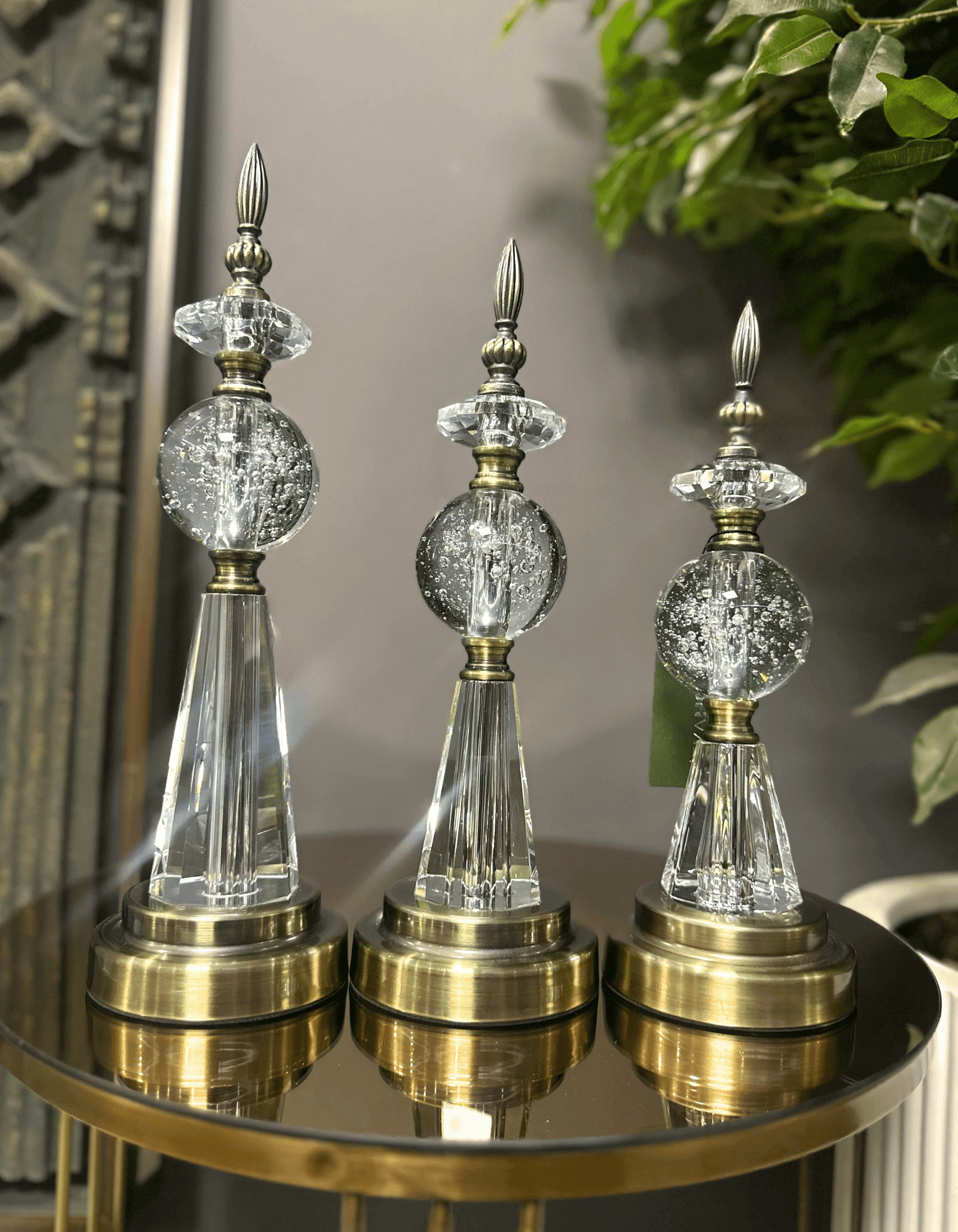 3'lü Eskitme Metal Küre Set Dekor