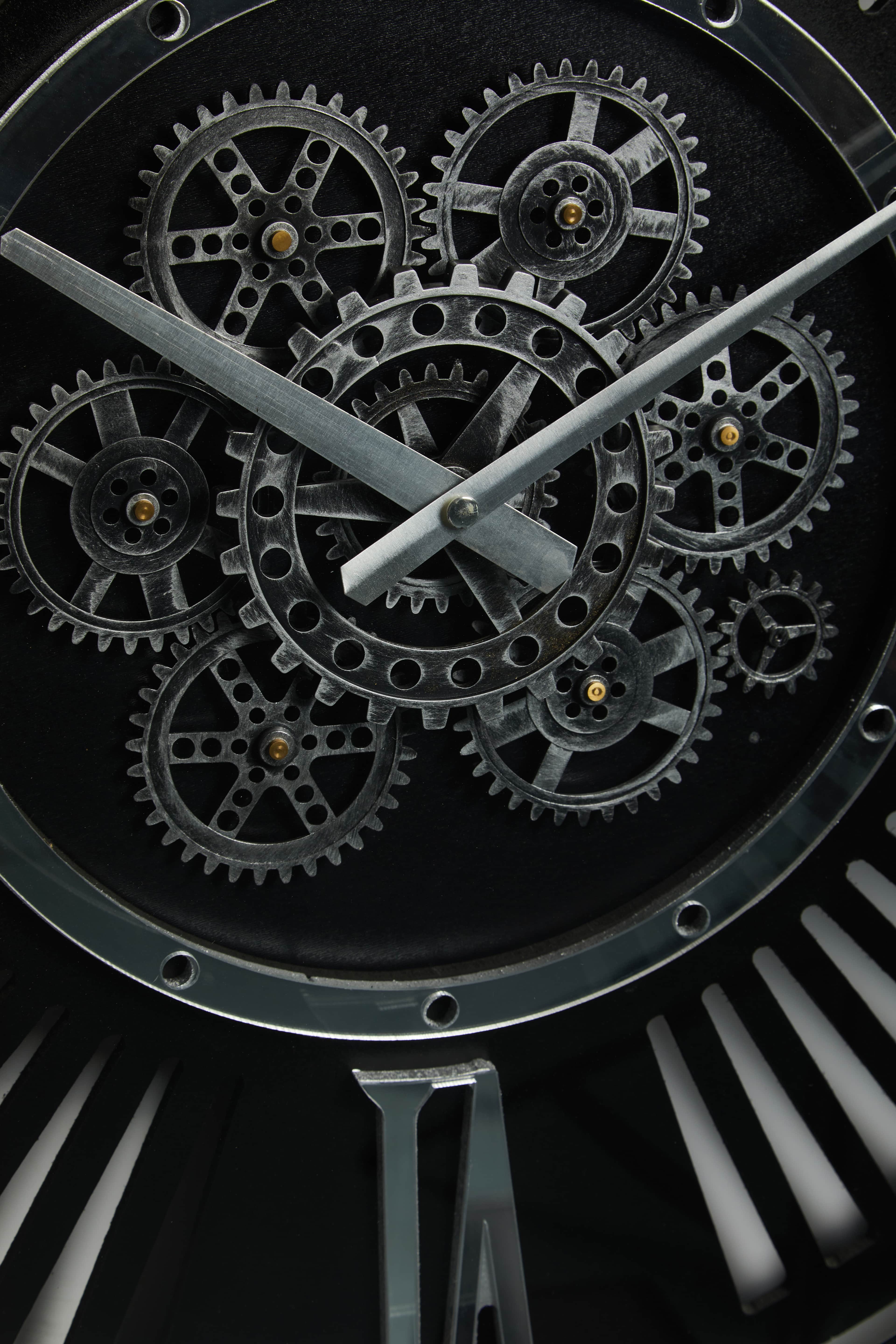 Silver Mechanica – 60 cm Gümüş Kaplama Çarklı Duvar Saati