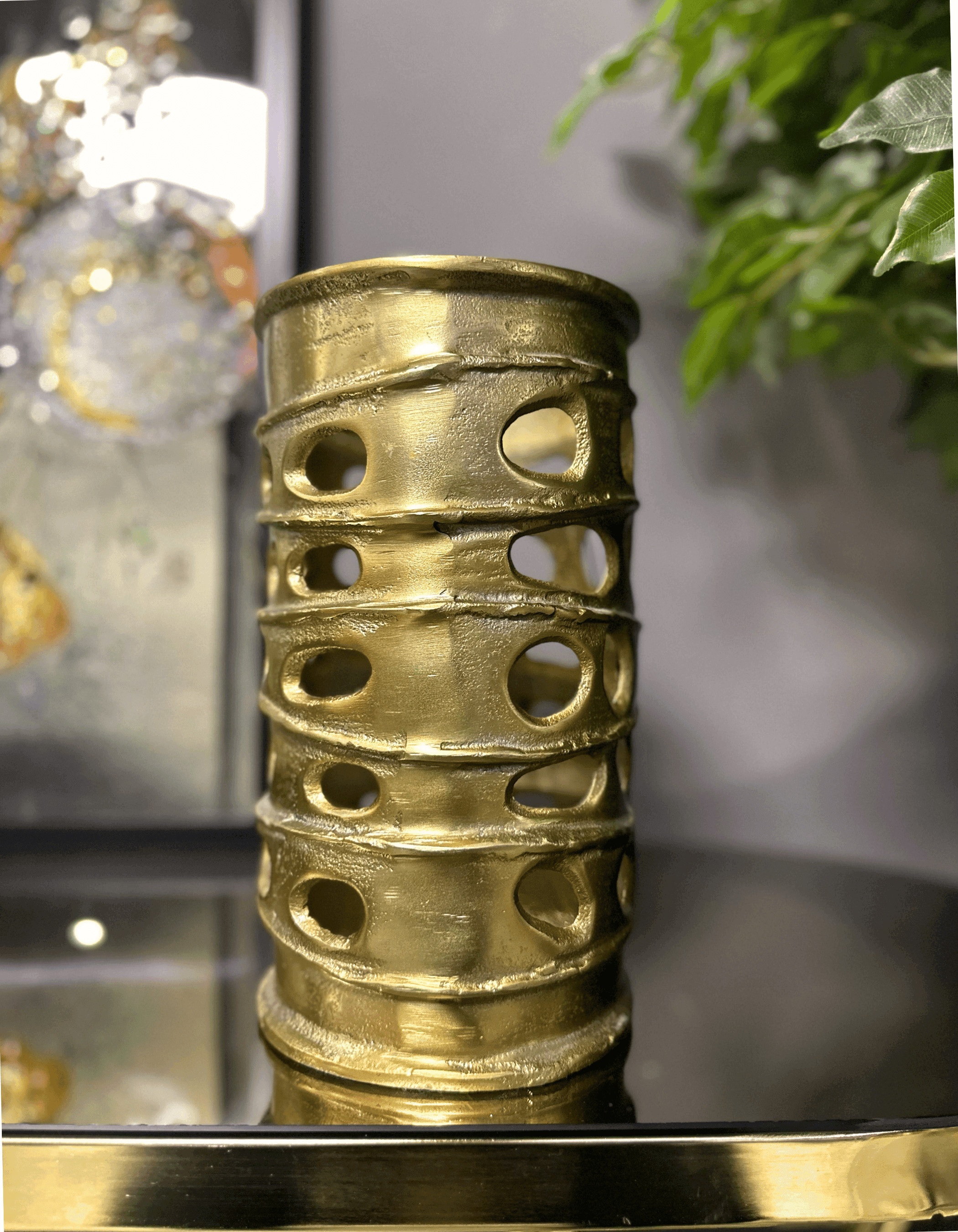 Alüminyum Döküm Gold Delikli Vazo
