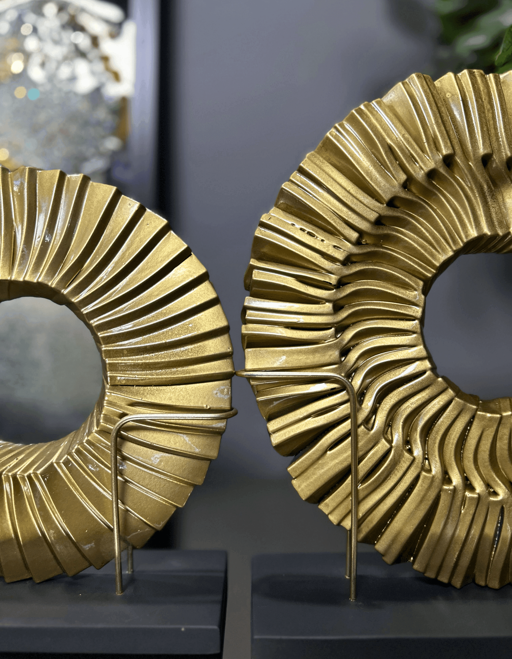 Gold 2'li Siyah Kaideli Disk Dekor