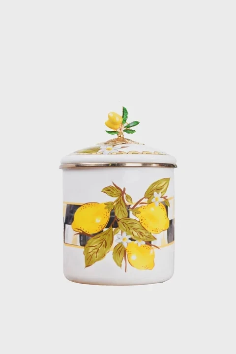 Damalı Linda Emaye Orta Boy Kavanoz 12 Cm