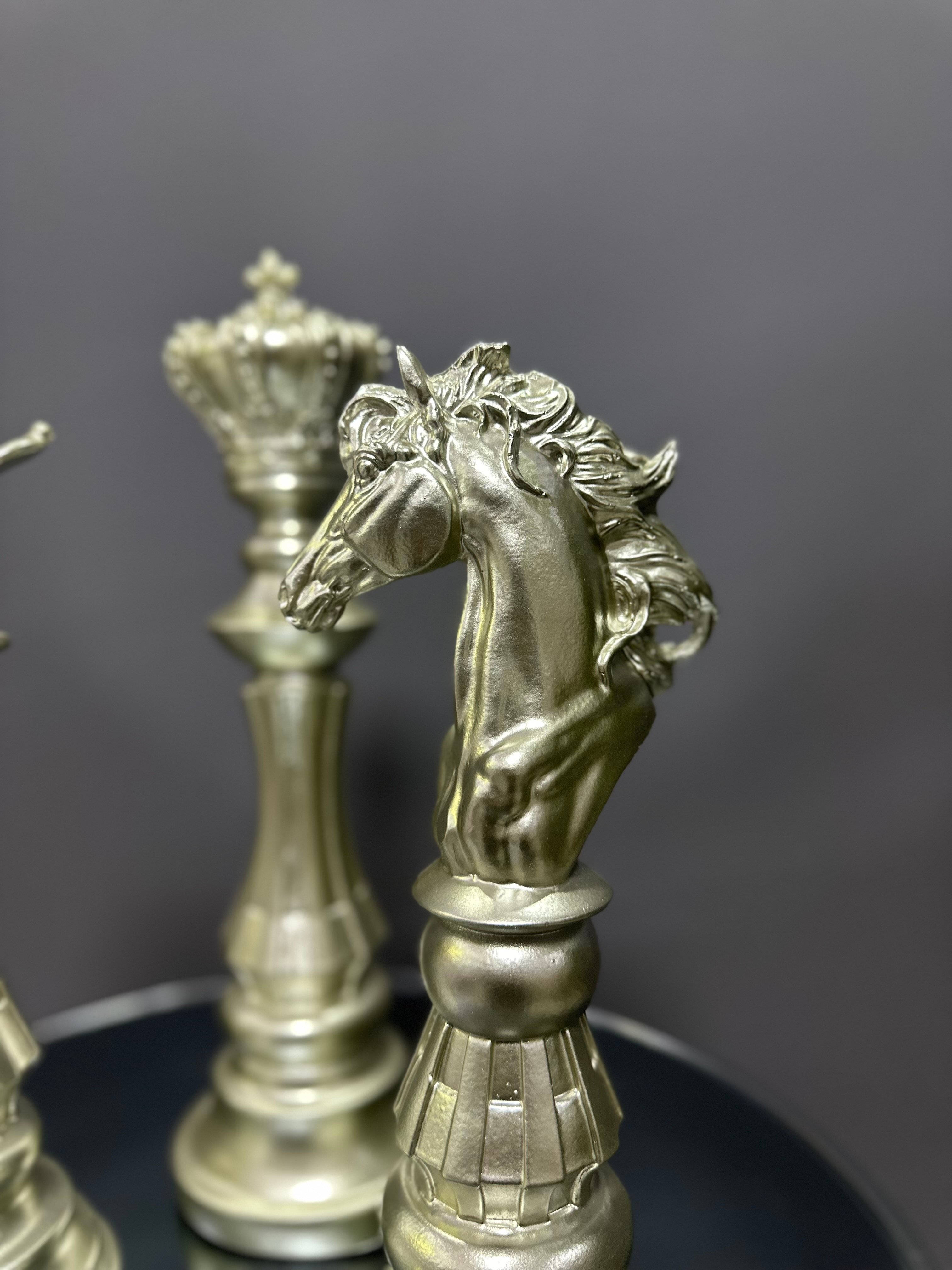 Üçlü Satranç Seti Gümüş Biblo