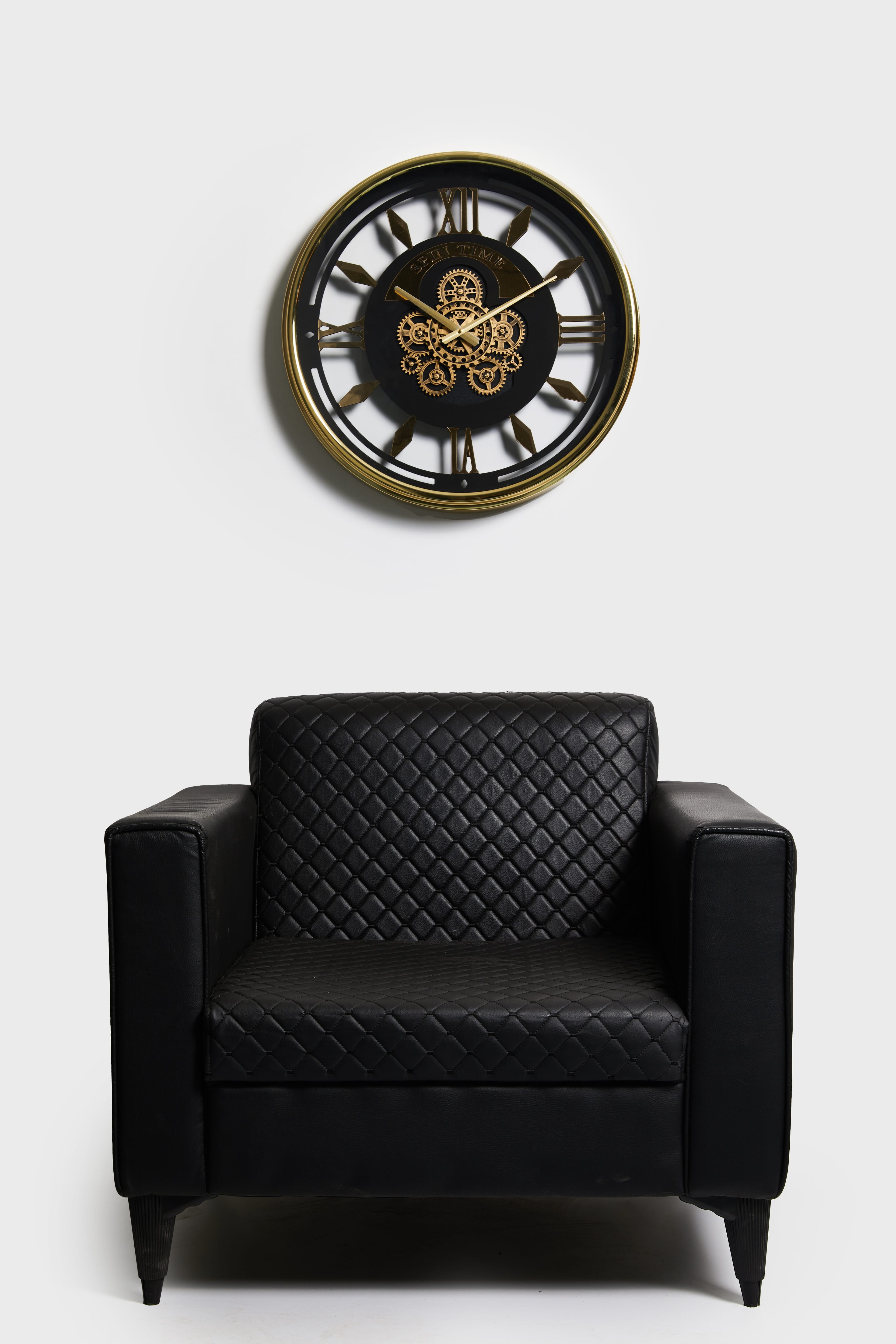 Golden Spin – 60 cm Gold Kaplama Çarklı Duvar Saati