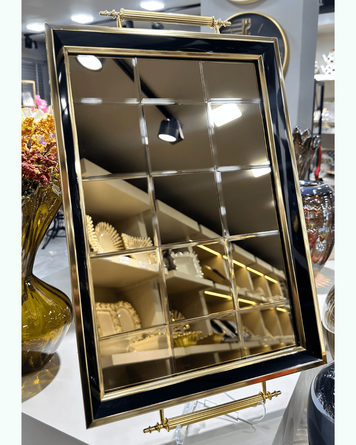  Gold Aynalı Sunum Tepsisi, Lüks Çay Tepsisi, Kahve Tepsisi