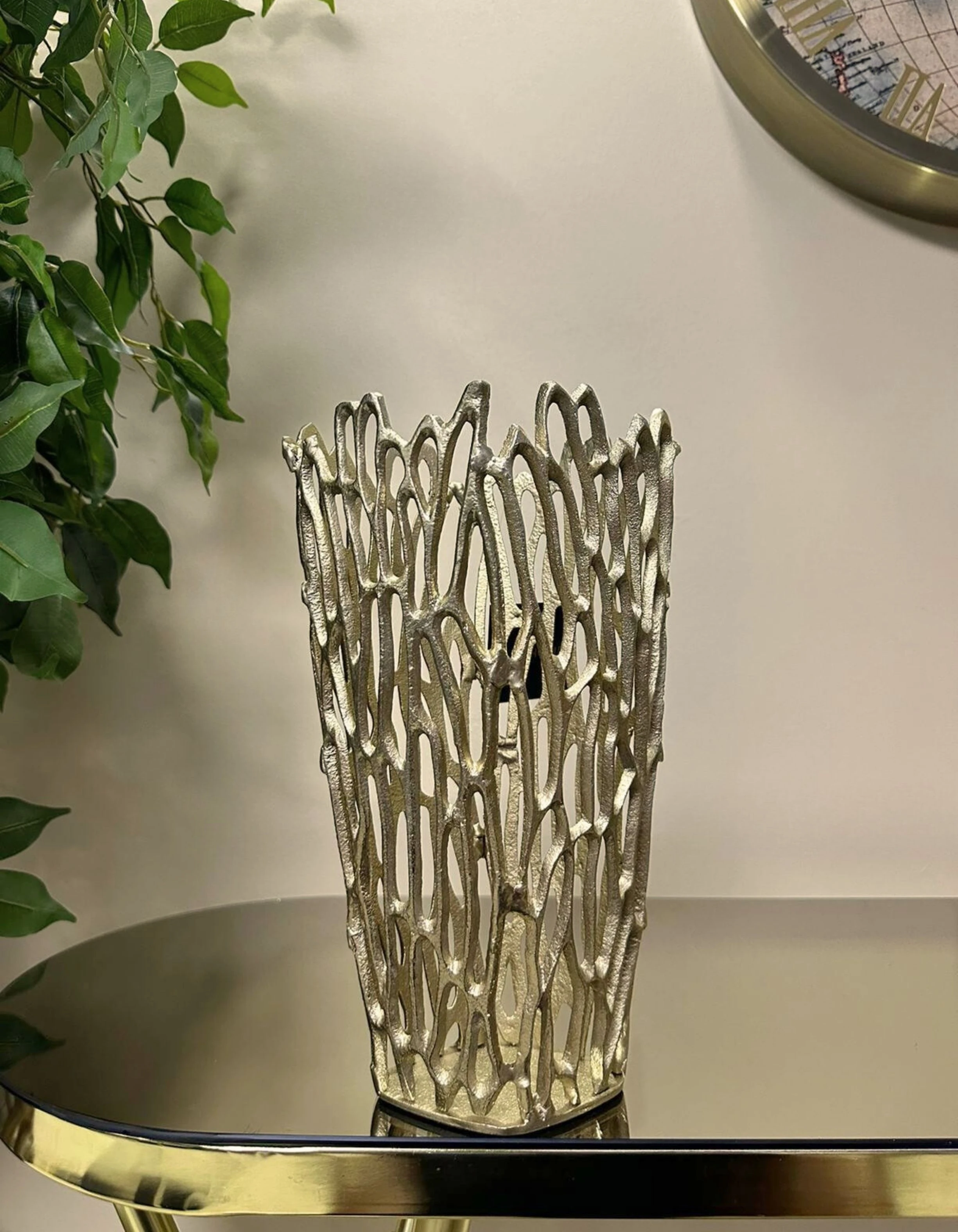 Alüminyum Döküm Gold Vazo 30x18 CM