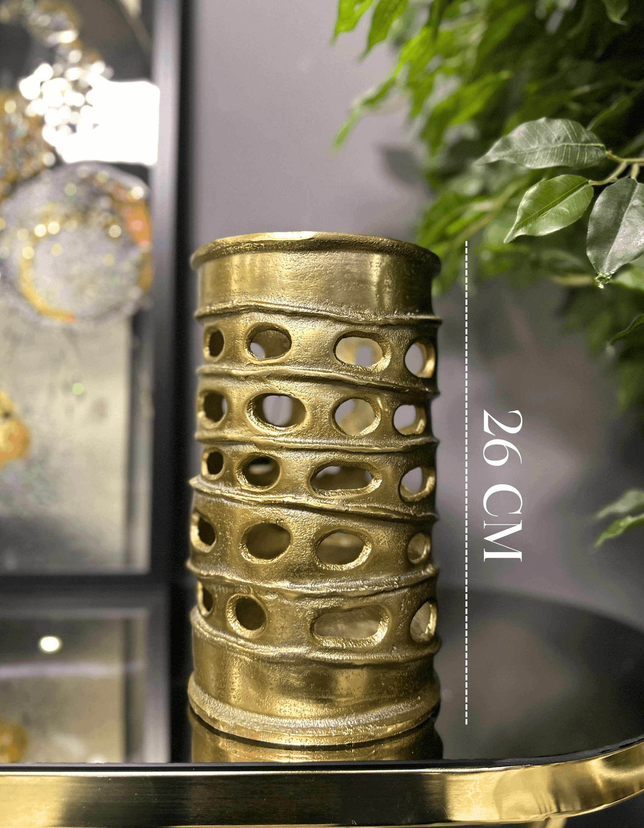 Alüminyum Döküm Gold Delikli Vazo