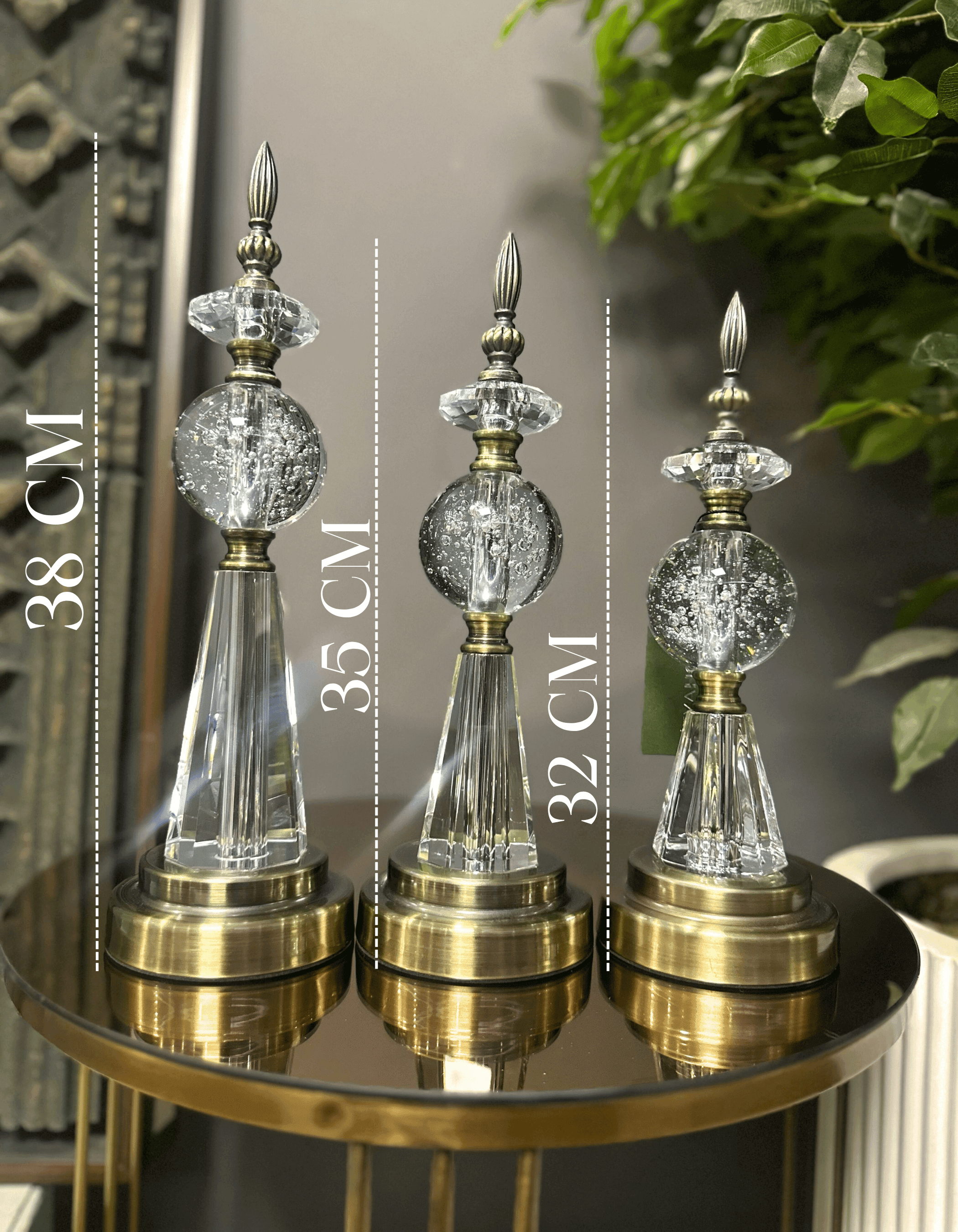3'lü Eskitme Metal Küre Set Dekor