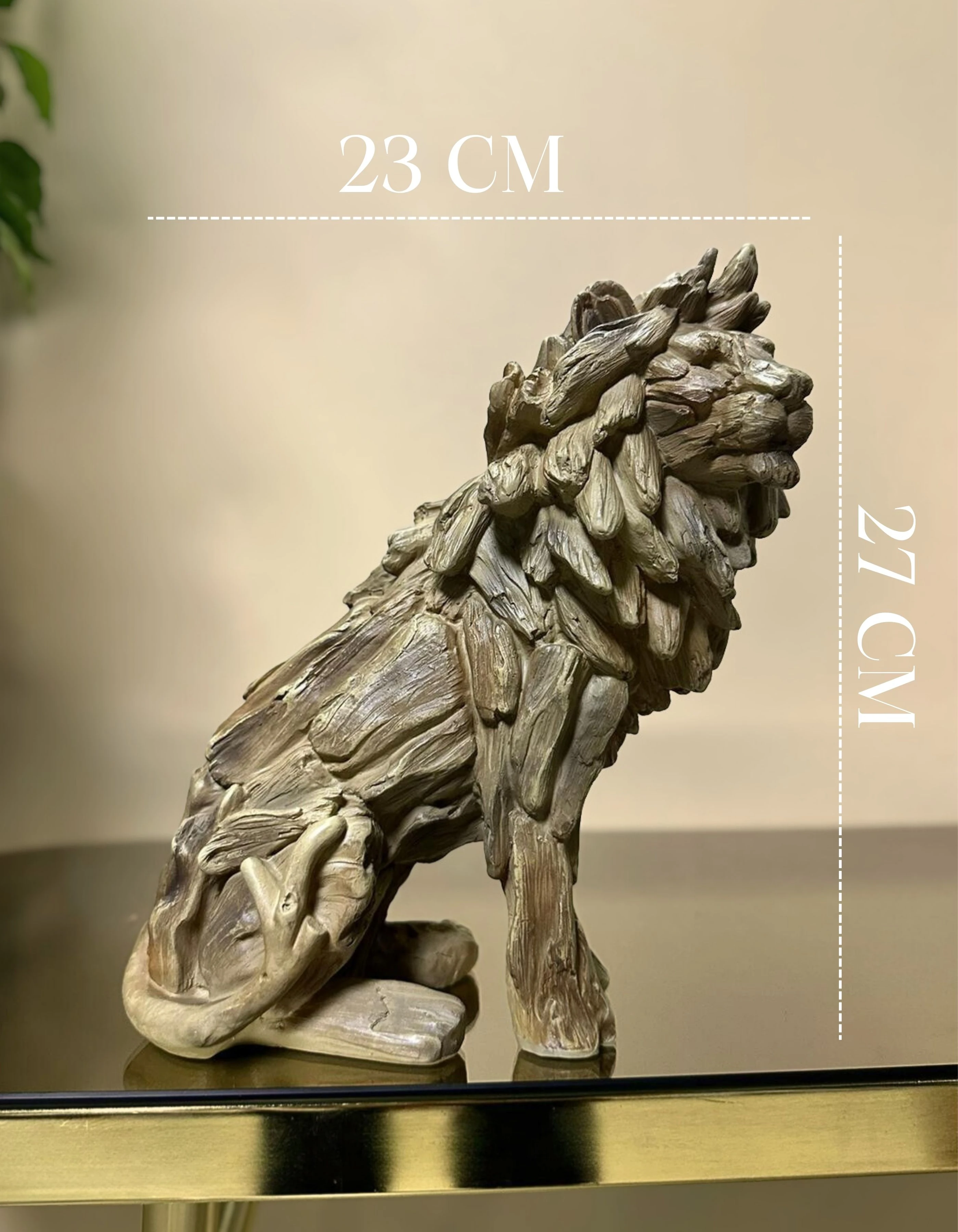 Rustic Driftwood Aslan Dekor 27 CM