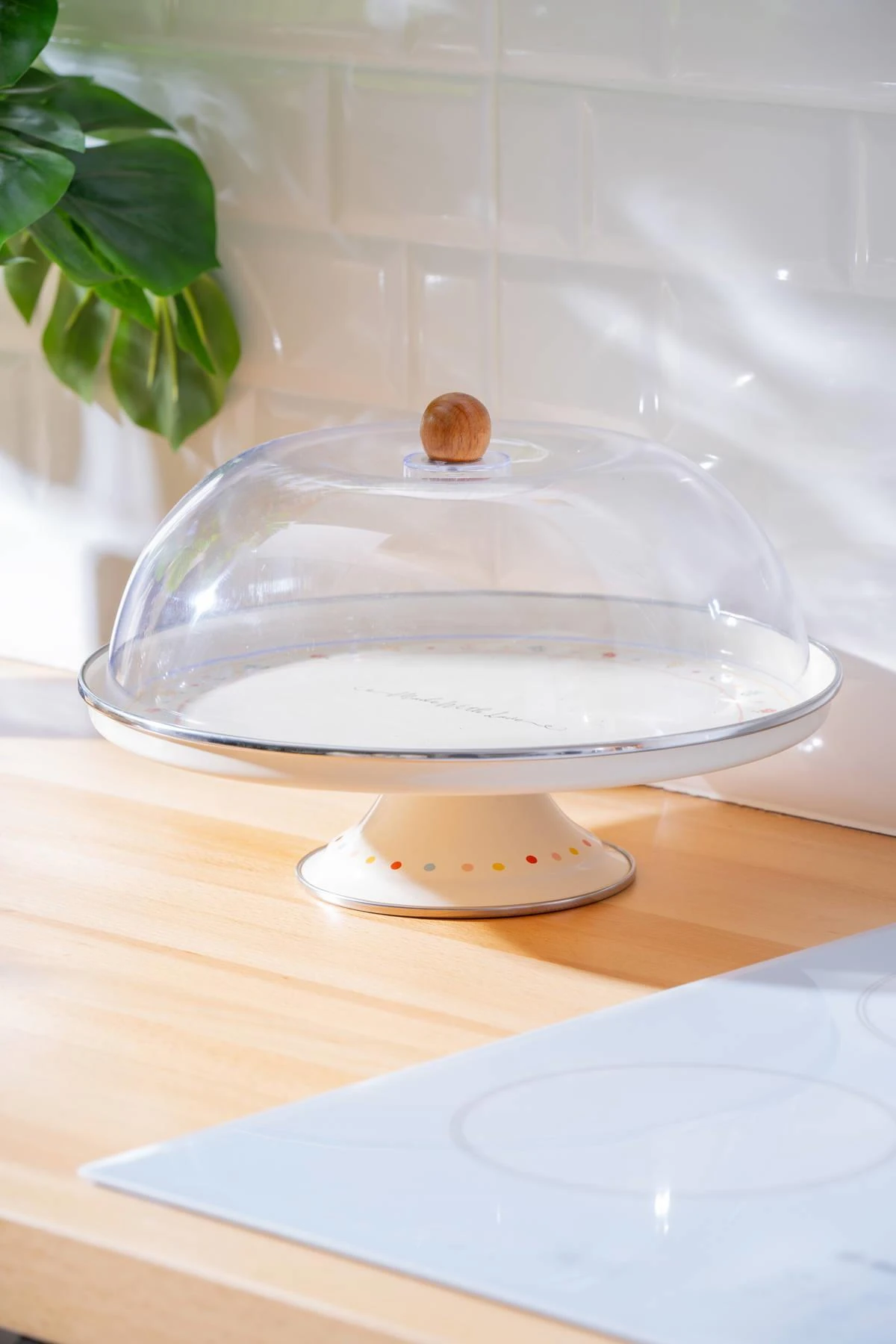 Made With Love Emaye Ayaklı Kek Fanus - 30 cm