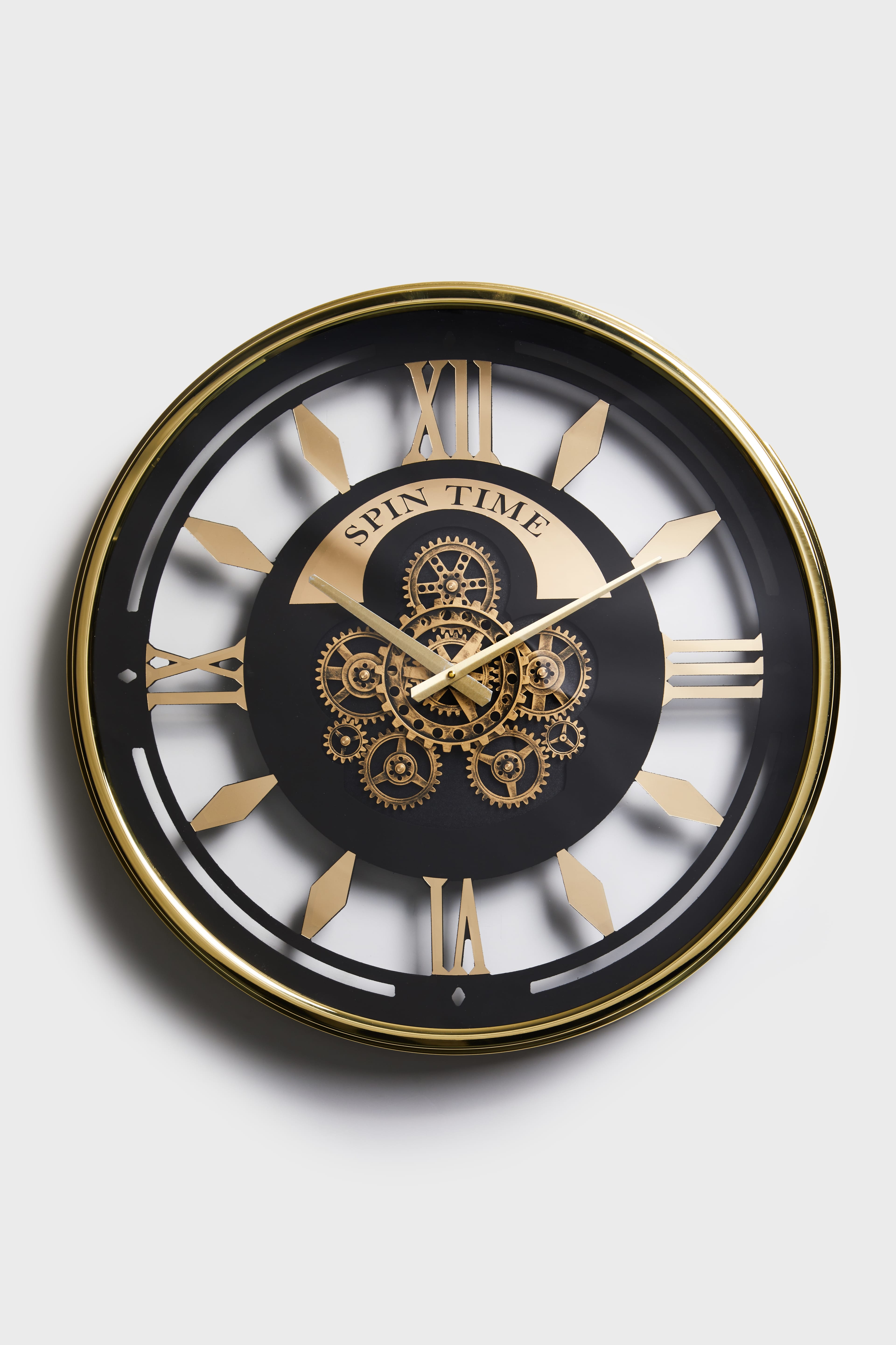Golden Spin – 60 cm Gold Kaplama Çarklı Duvar Saati