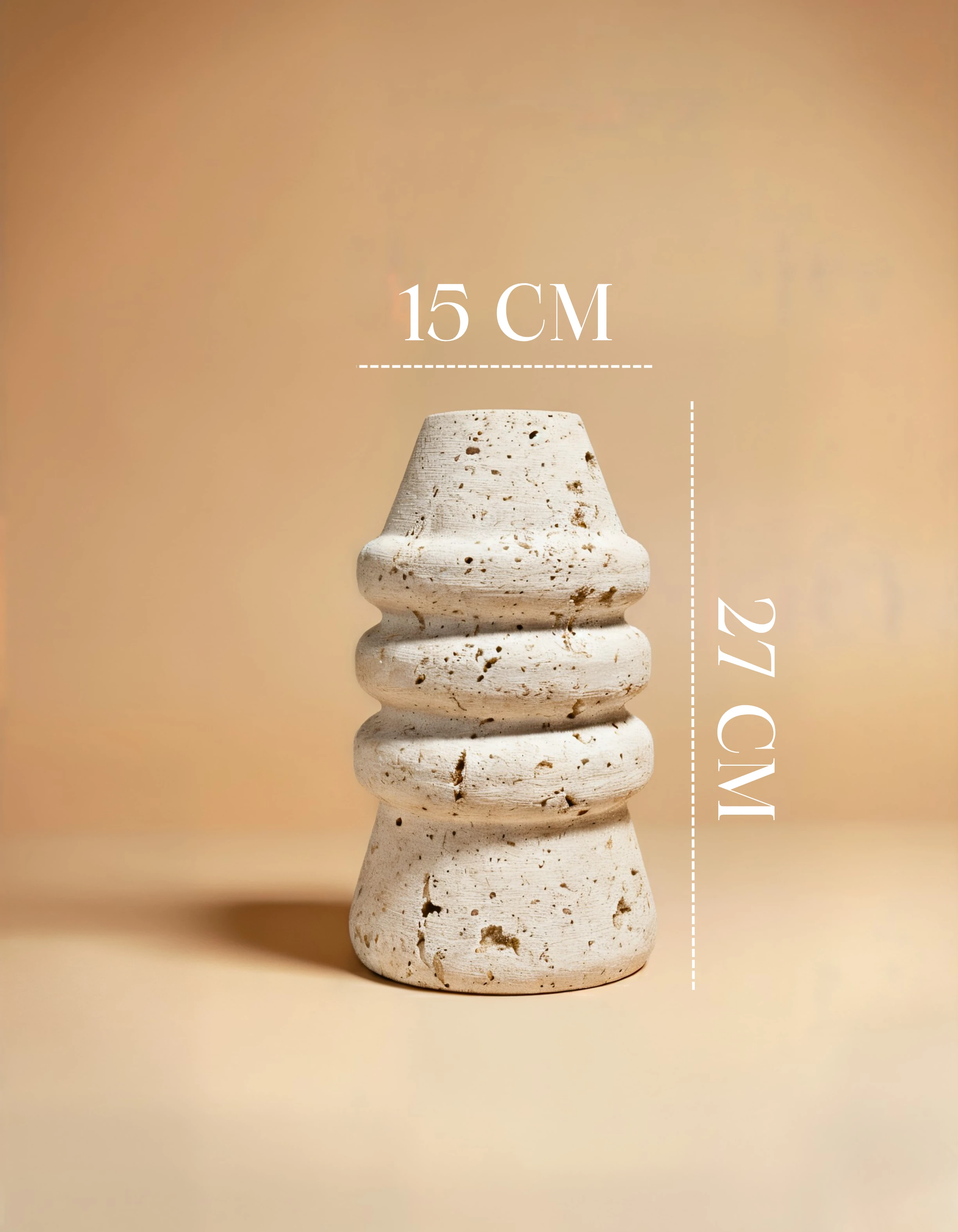 Traverten 3 Boğumlu 27 CM Vazo