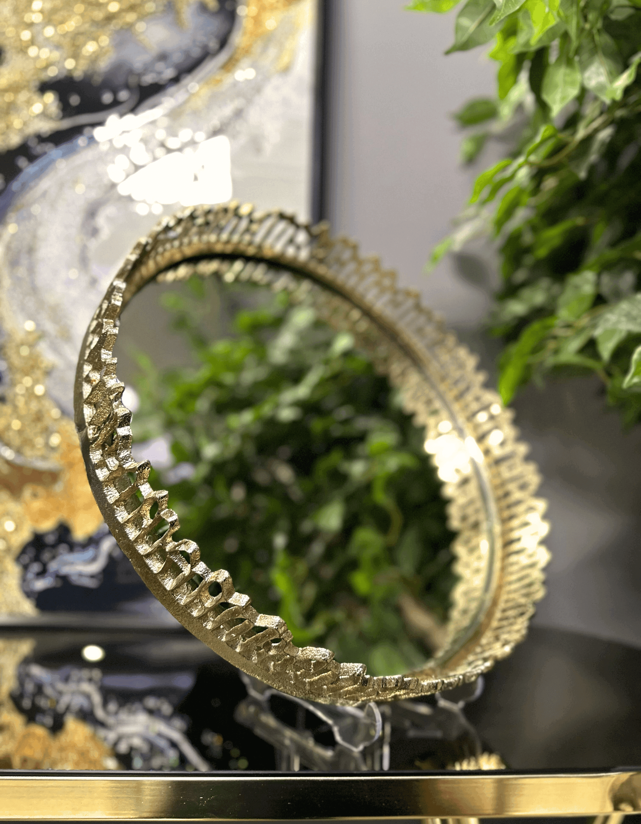 Alüminyum Döküm Gold Aynalı Dekoratif Tepsi