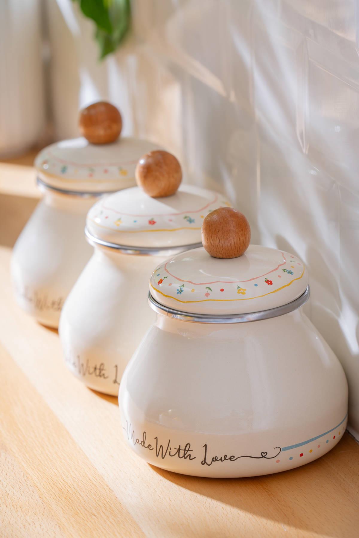 Tombul Emaye 6 Parça Kavanoz Seti - 800 ml