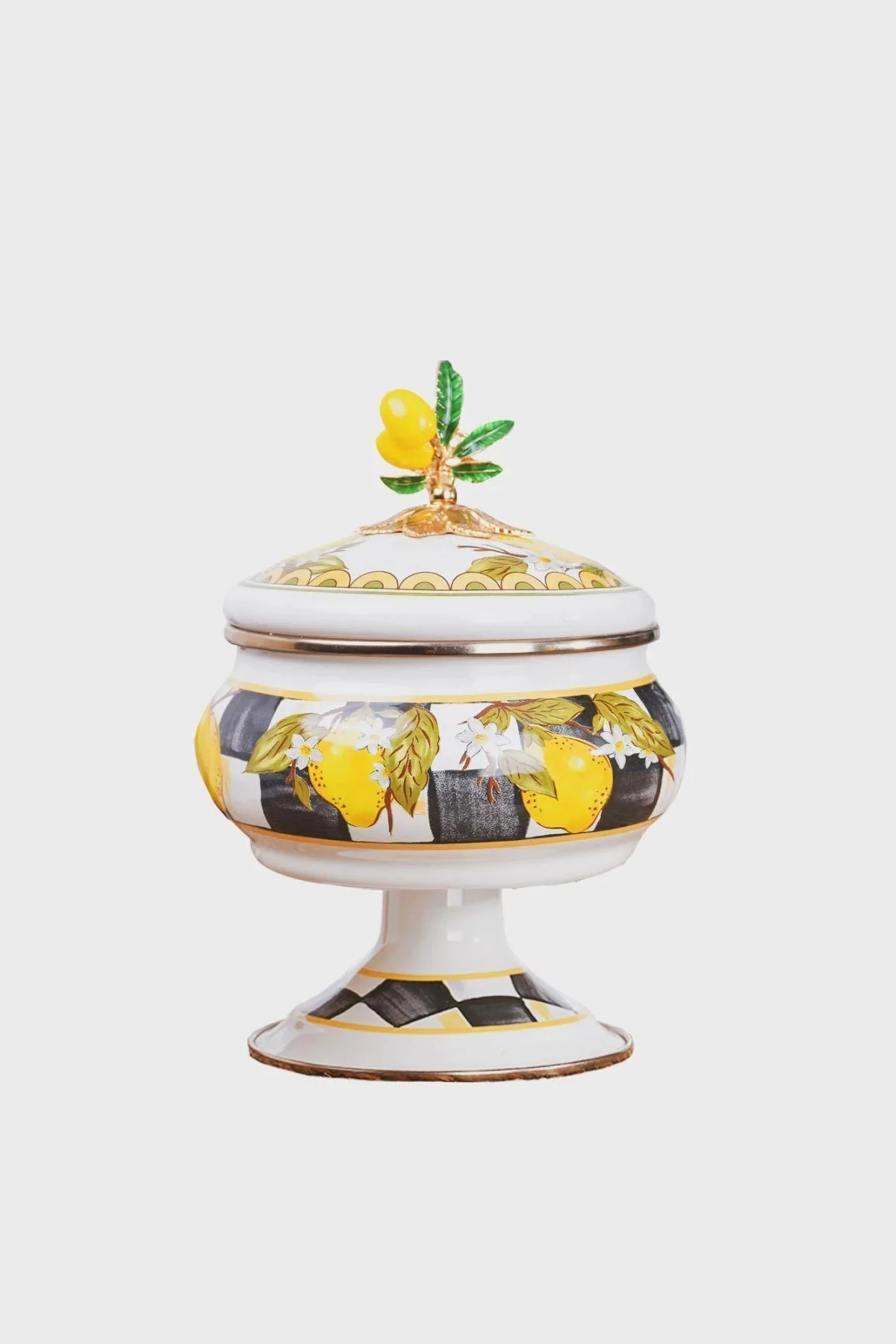 Damalı Linda Emaye Ayaklı Şekerlik