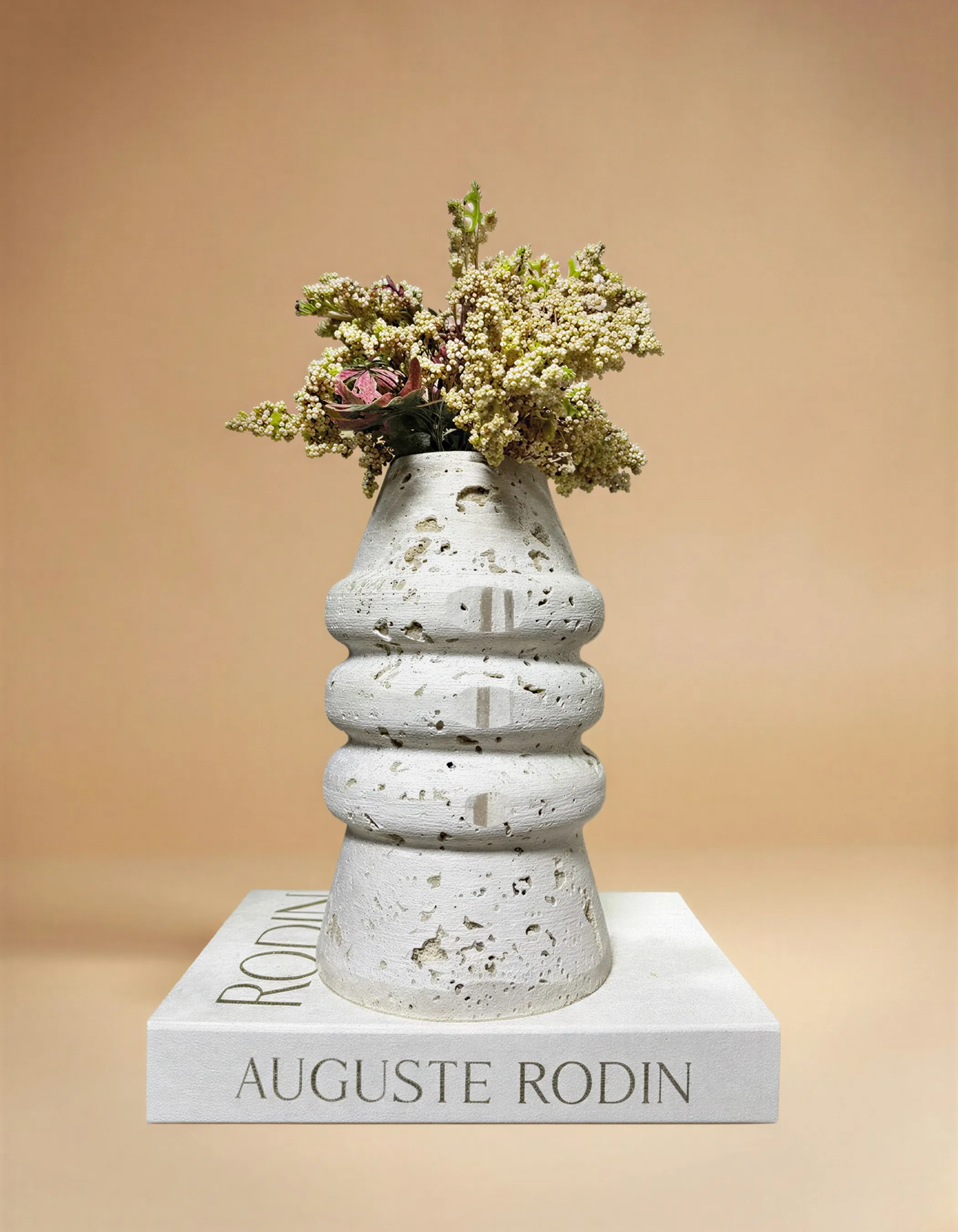 Traverten 3 Boğumlu 27 CM Vazo