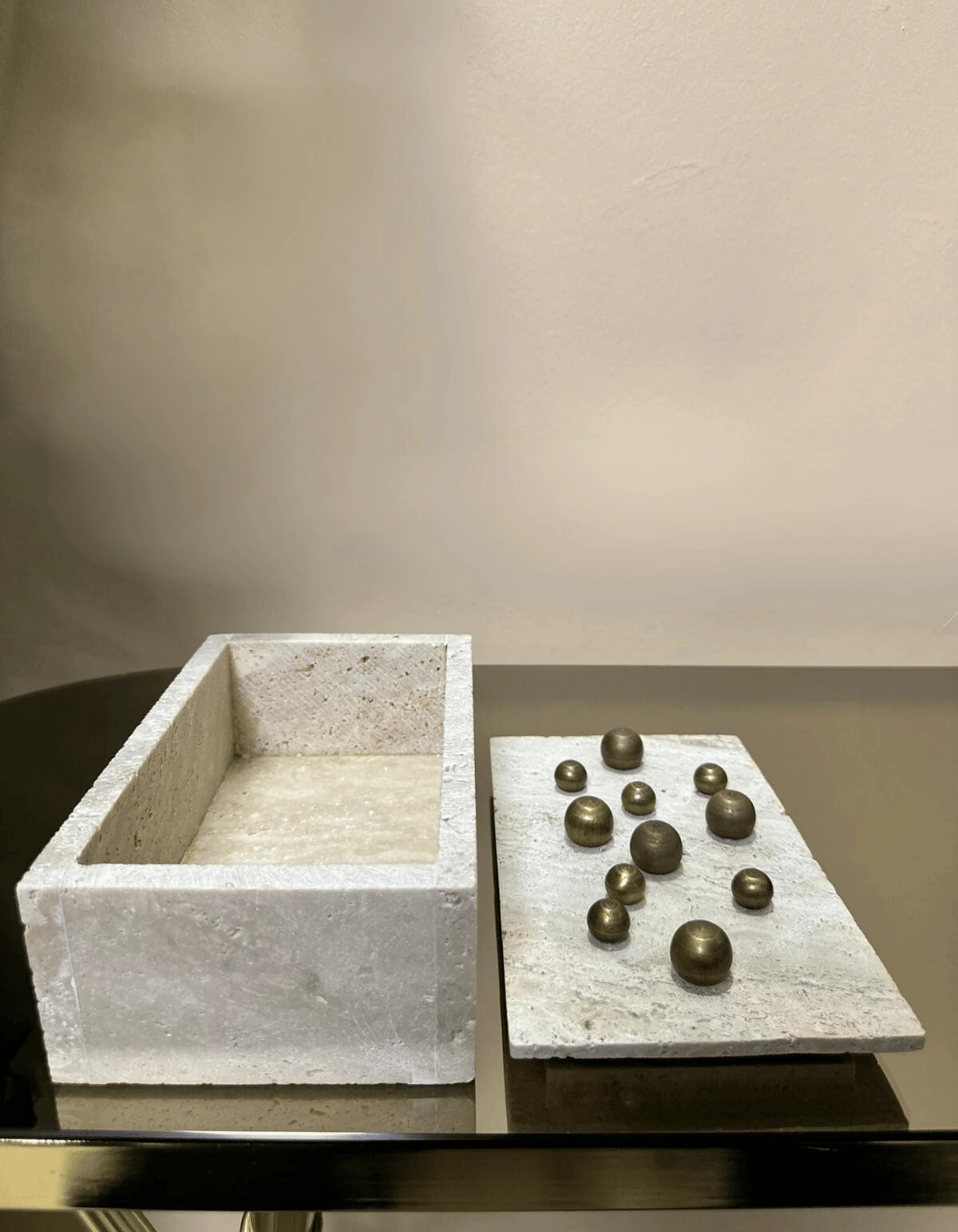 Traverten Eskitme Detaylı Kutu Dekor