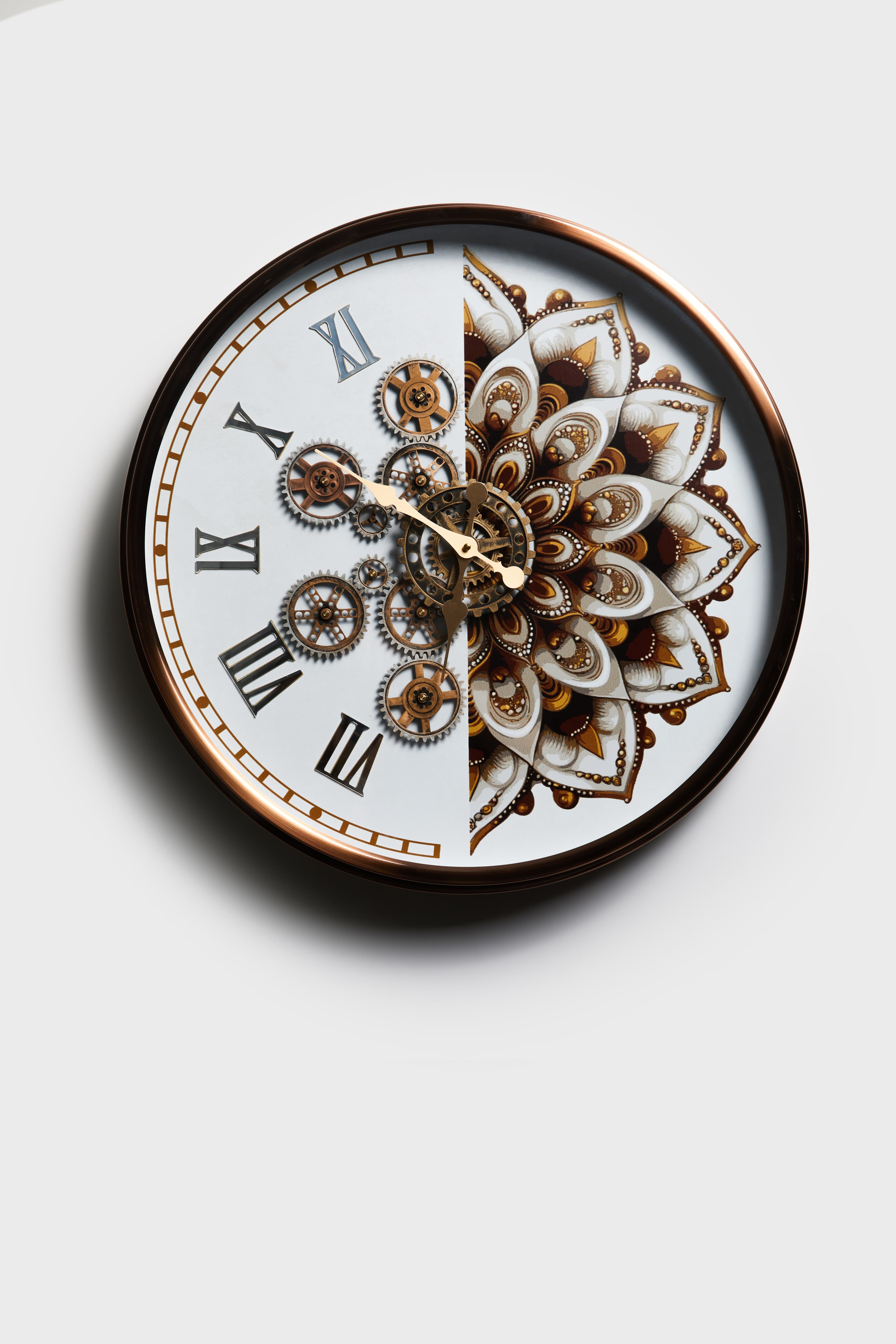 Mandala Bronze – Etnik Desenli Ledli Duvar Saati (60 cm)