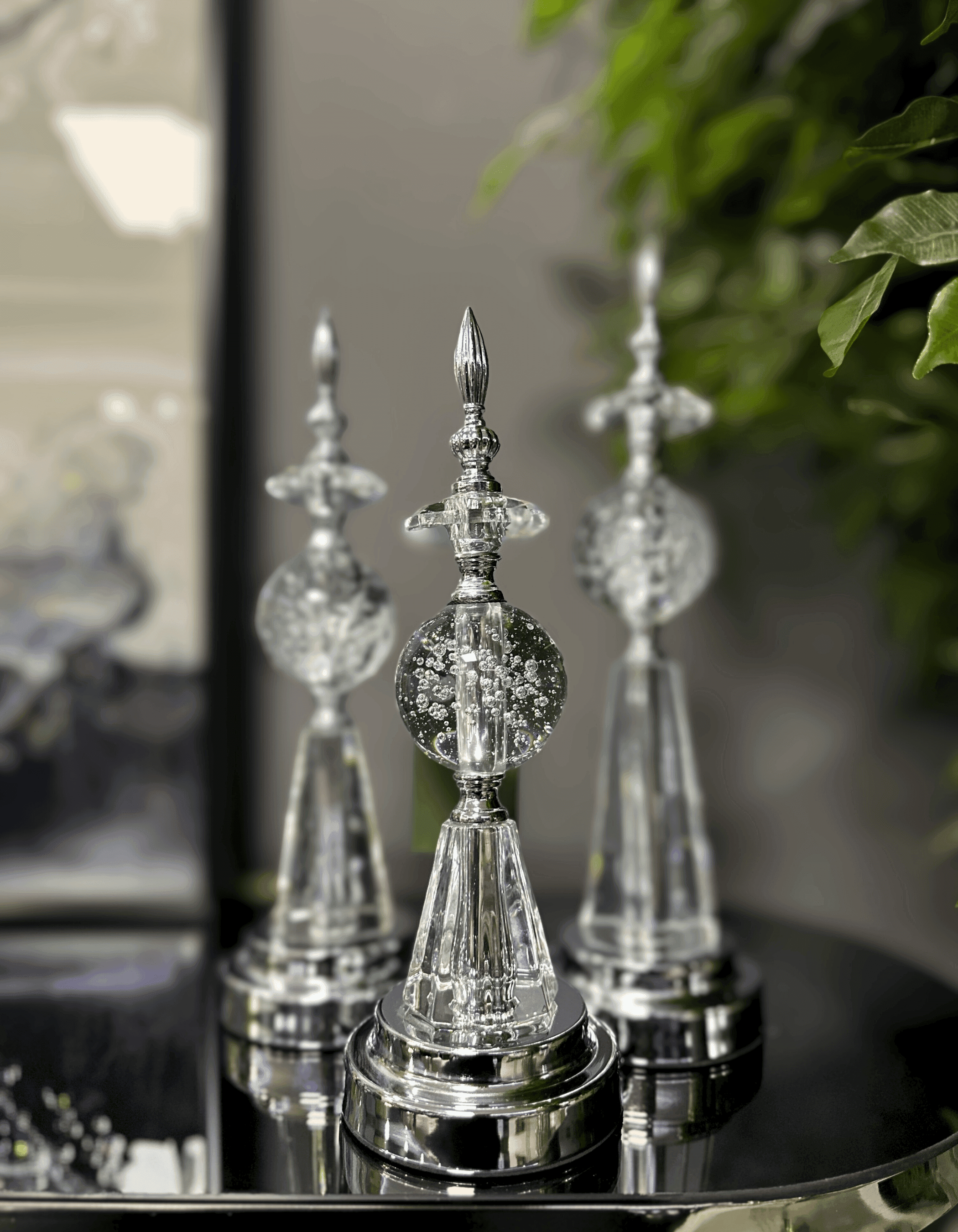 3'lü Gümüş Metal Küre Set Dekor